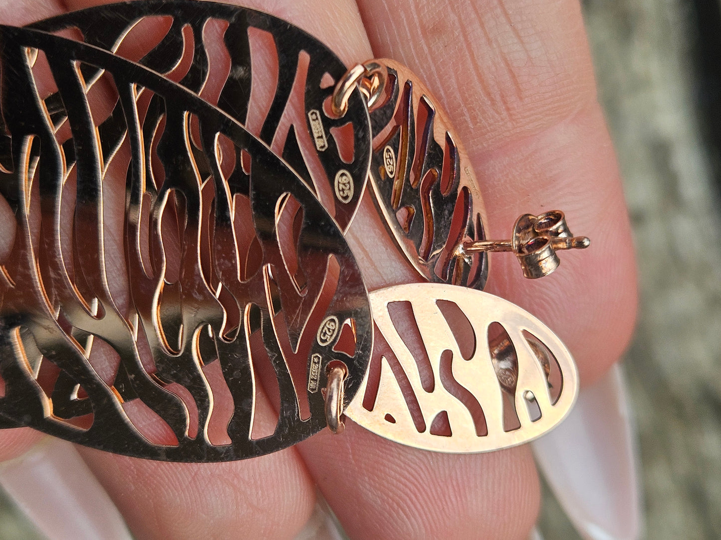 Silver and Rose Gold Animal Print Earrings