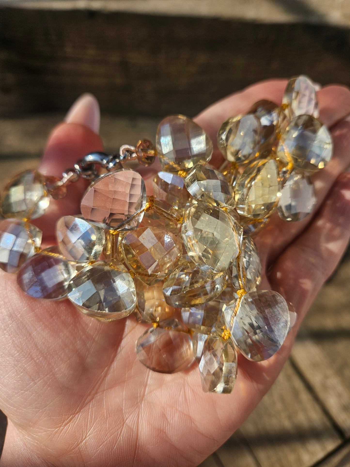 Faceted Golden Crystal Necklace