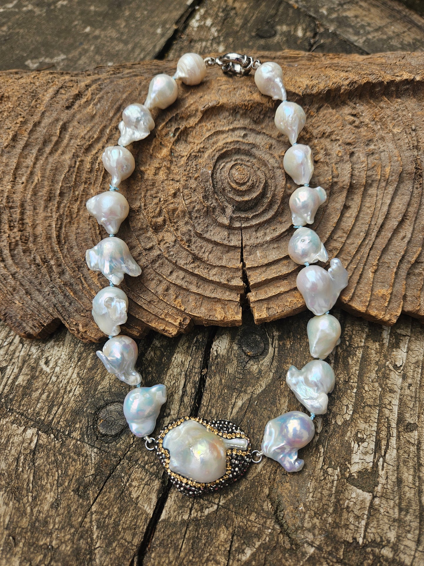 Sparkly Baroque Pearl Necklace