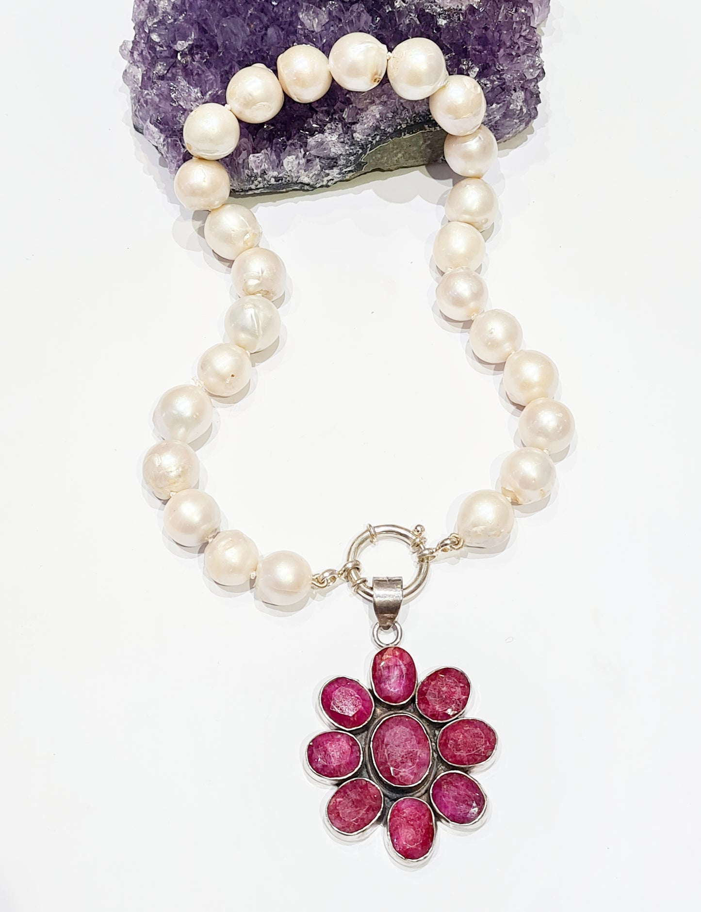 Ruby and Pearl Necklace