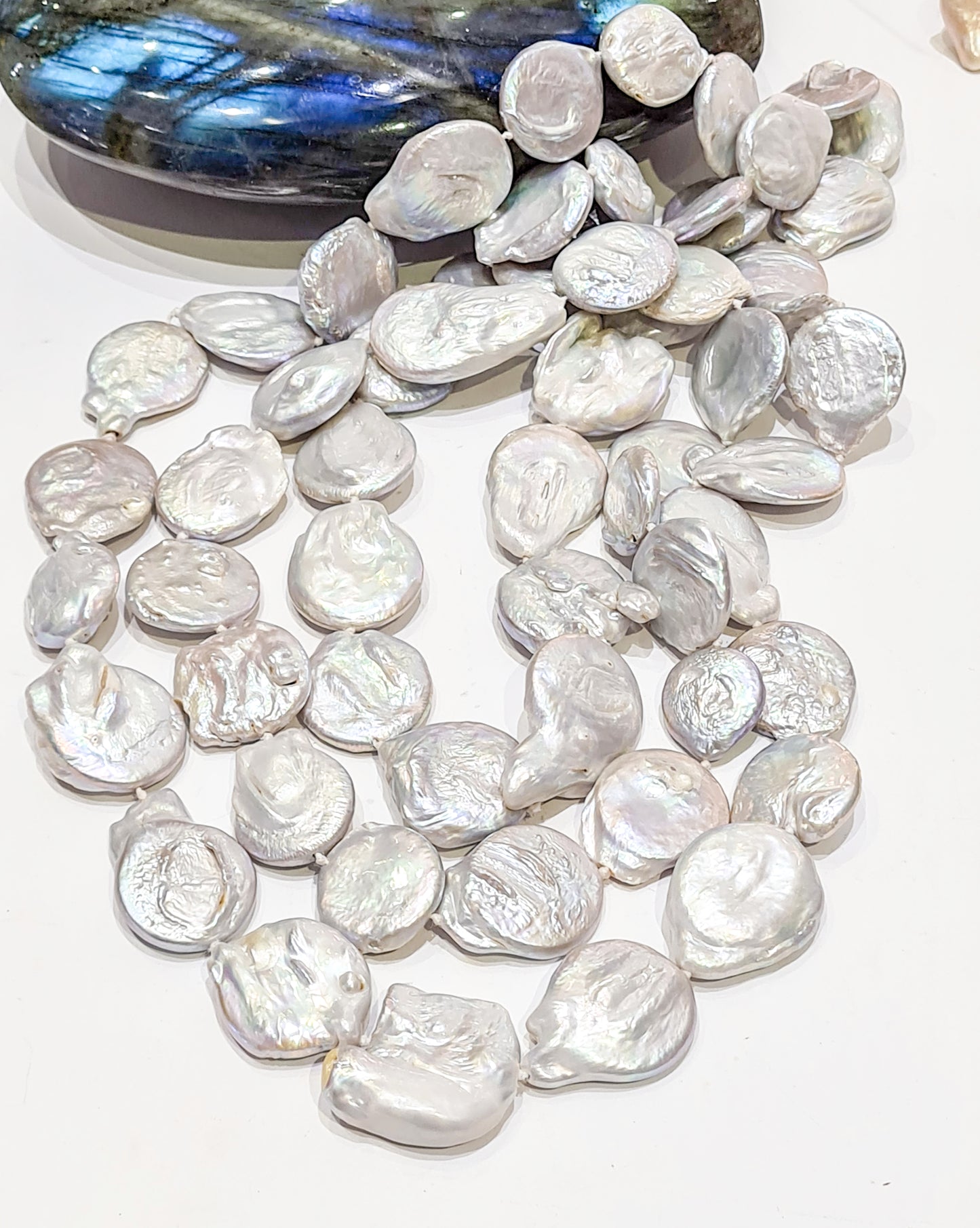 Long Grey Coin Pearls