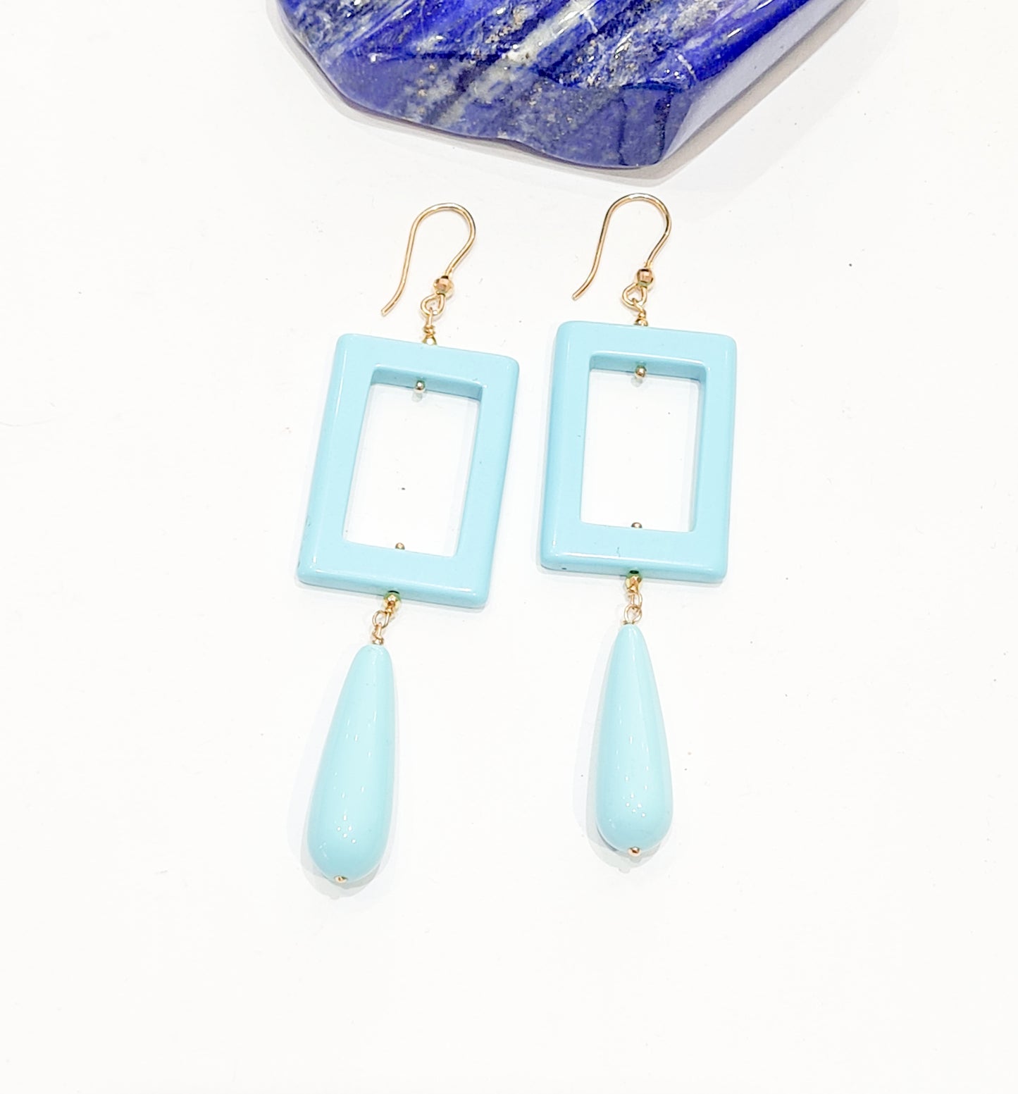 Statement Howlite and Blue Resin Earrings