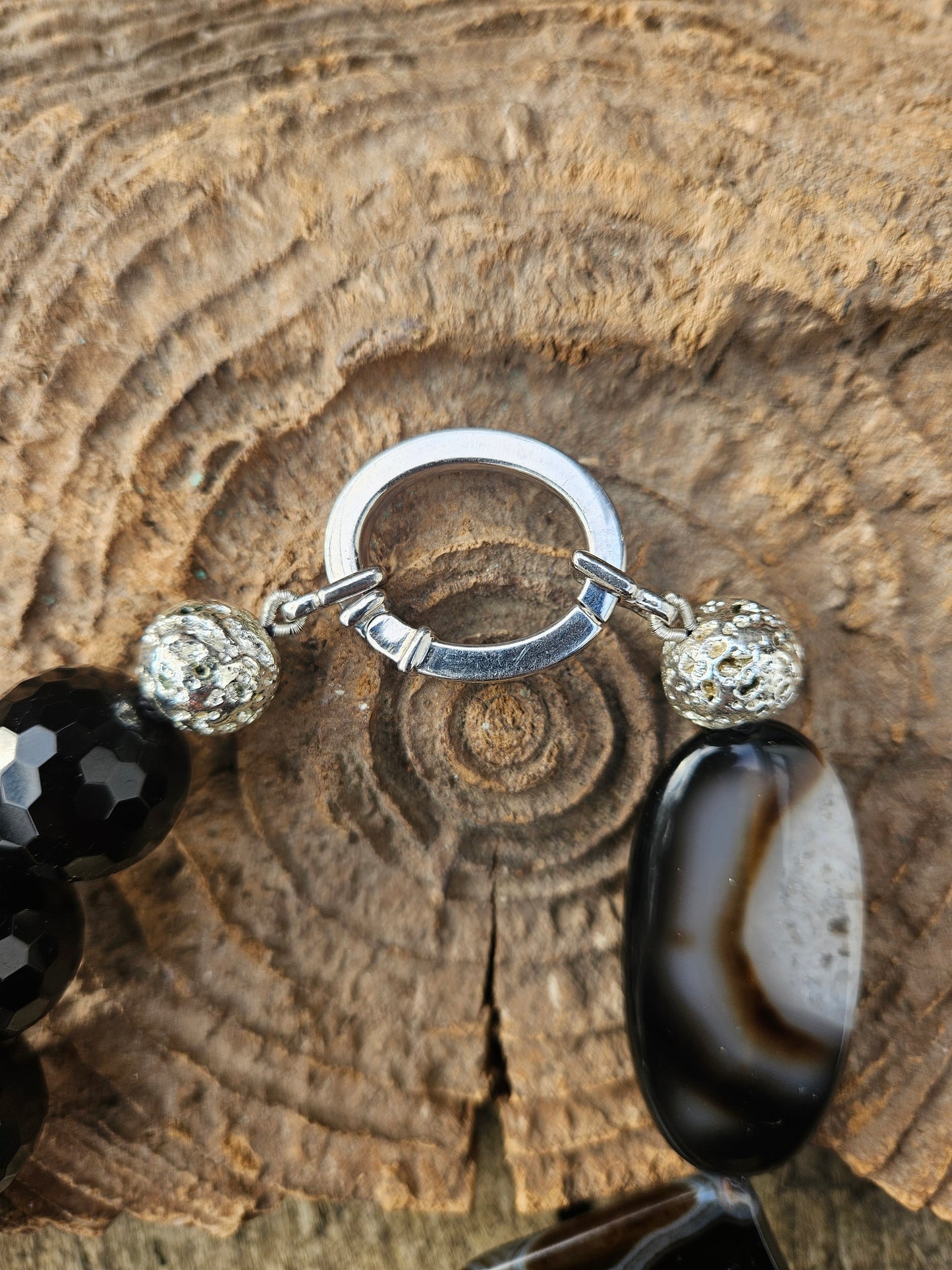 Onyx, Agate and Electroplated Lava Necklace