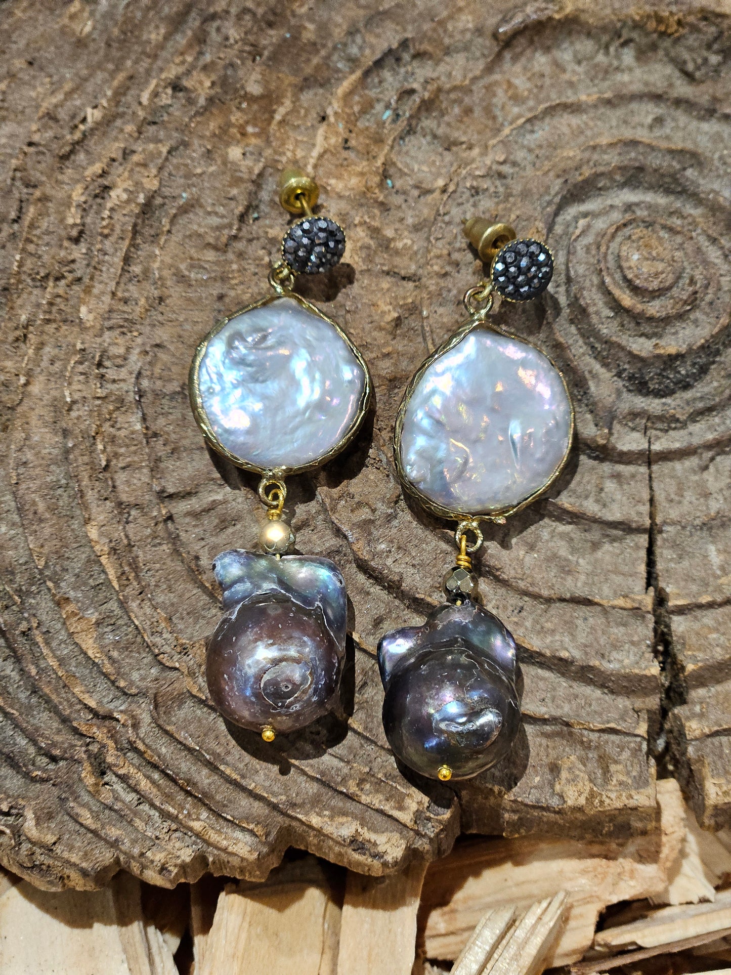 Baroque Pearl and Coin Pearl Earrings