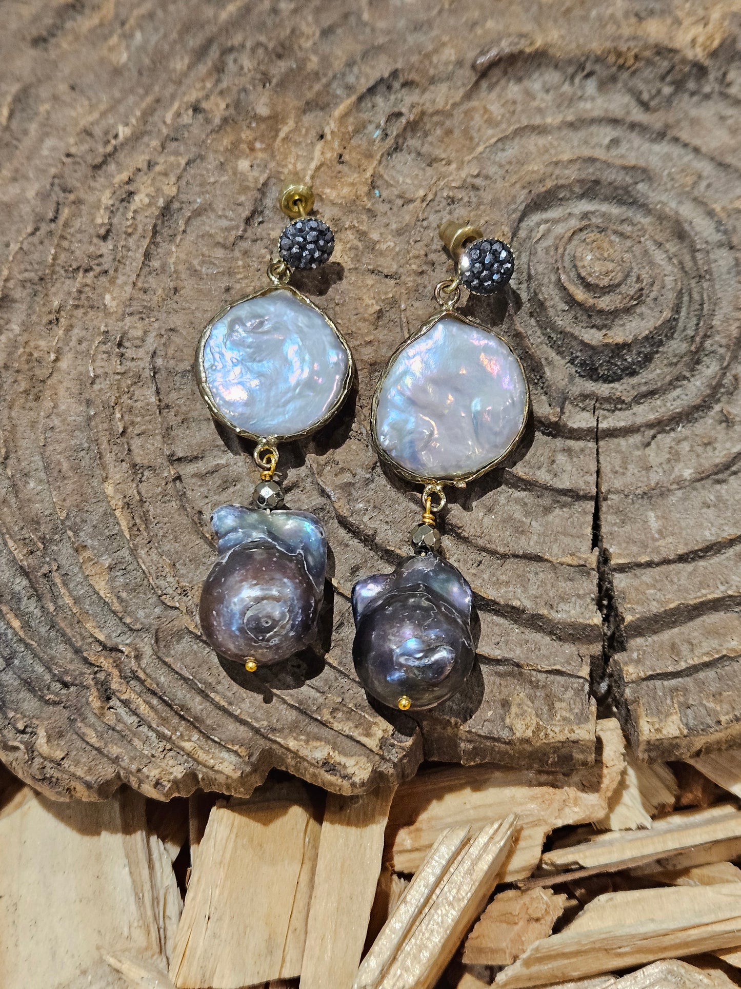 Baroque Pearl and Coin Pearl Earrings