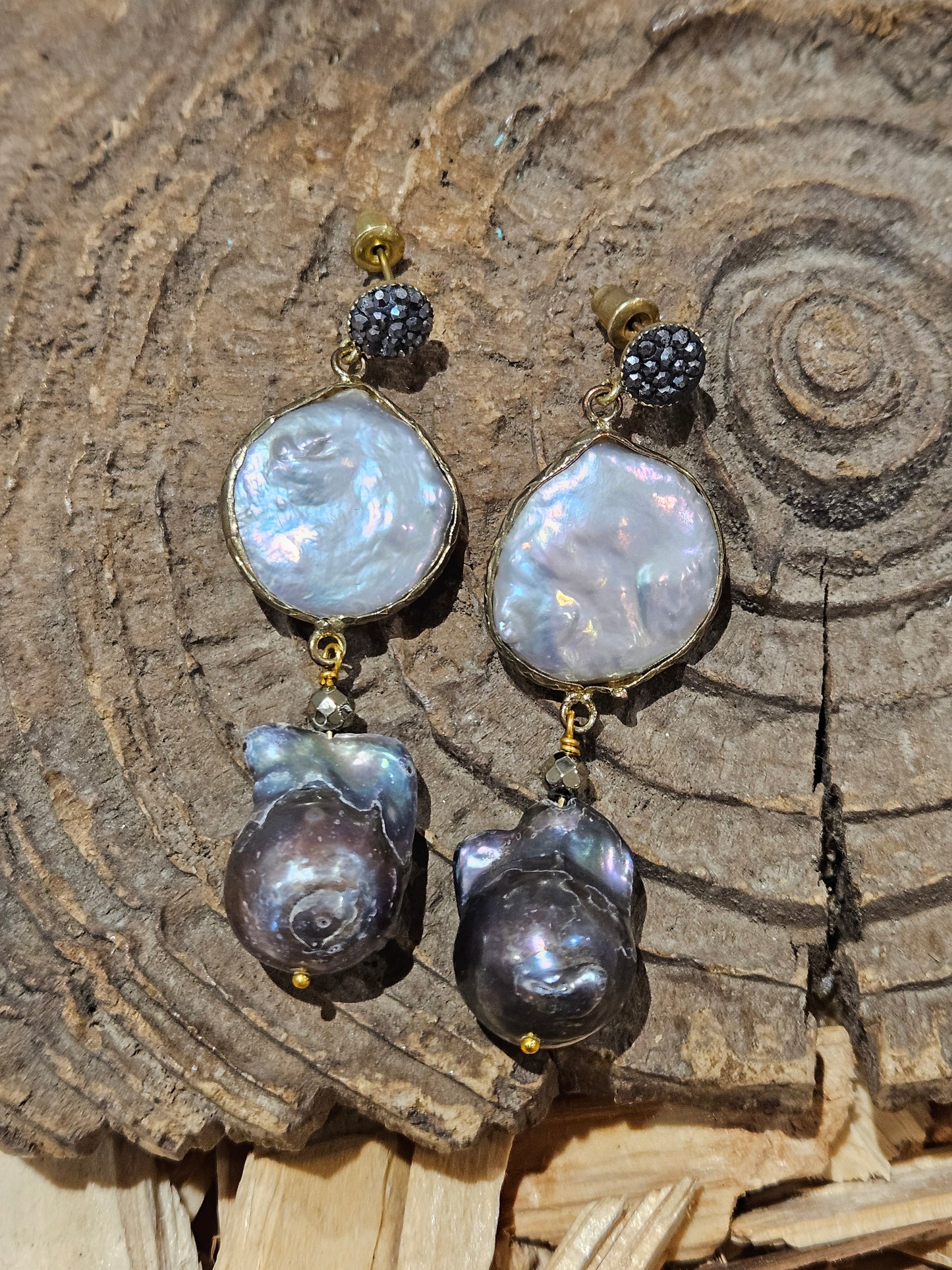 Baroque Pearl and Coin Pearl Earrings