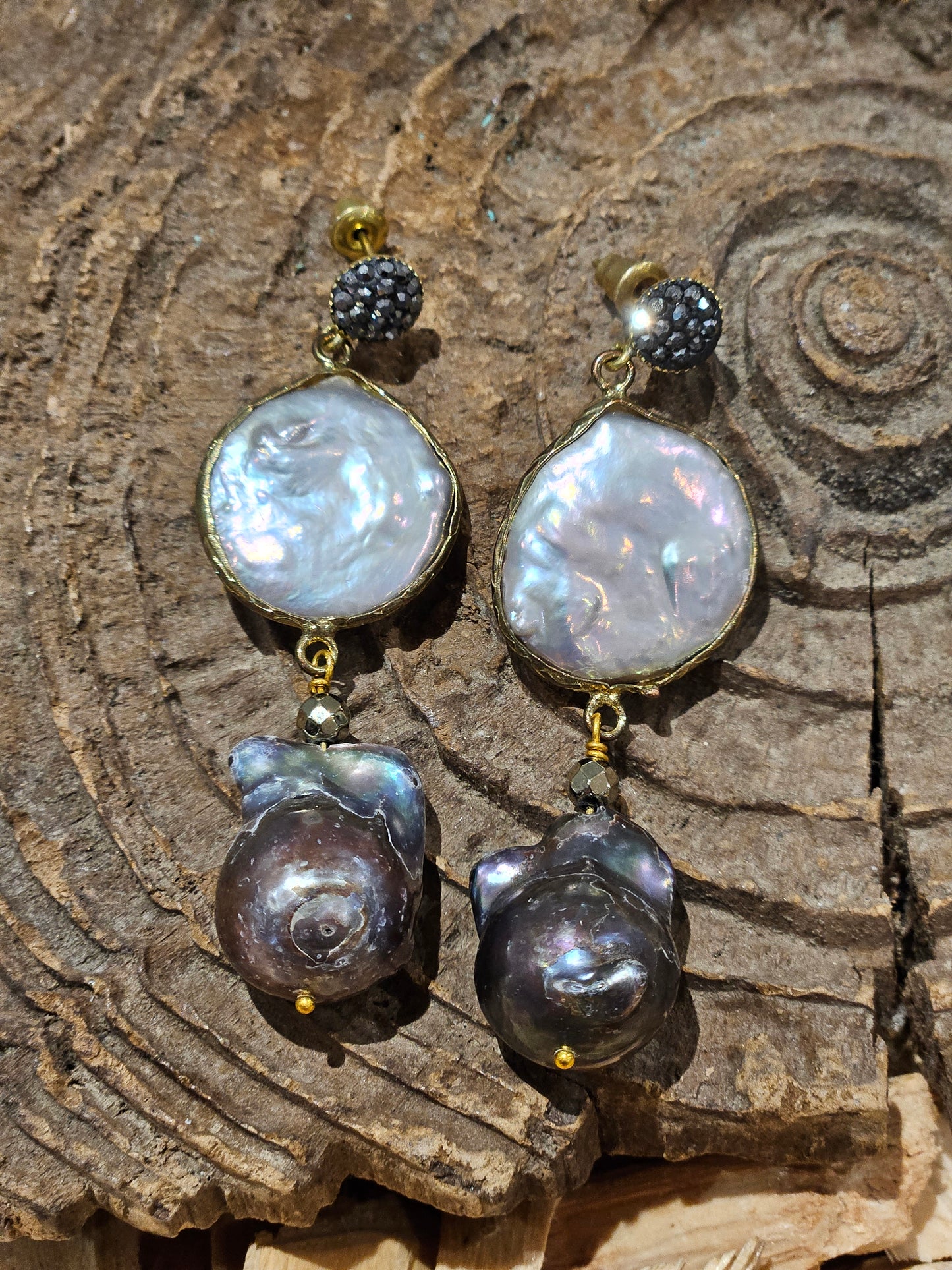 Baroque Pearl and Coin Pearl Earrings