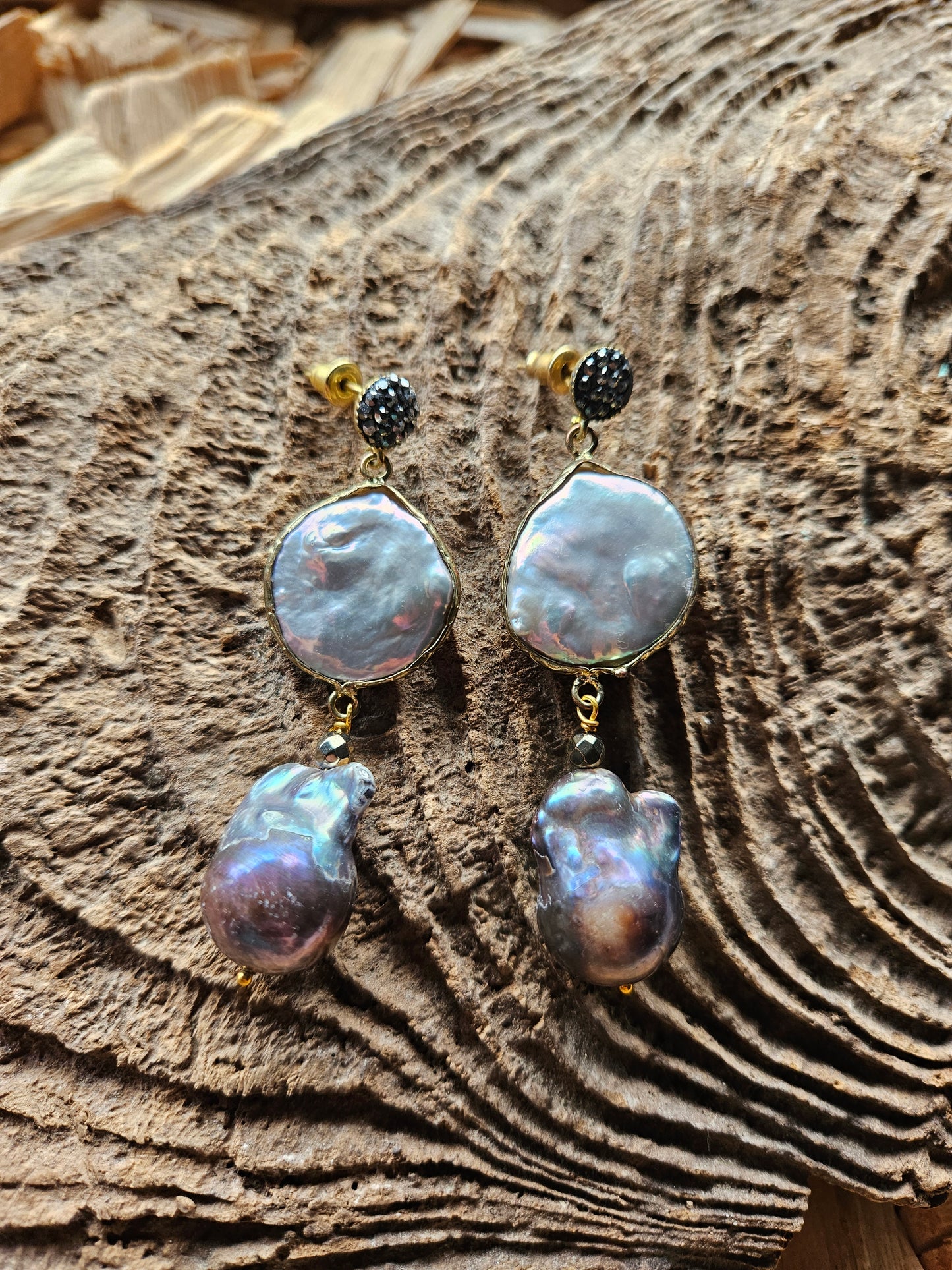 Baroque Pearl and Coin Pearl Earrings