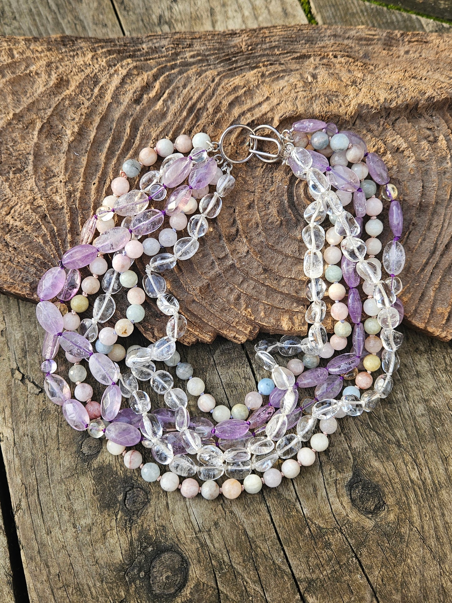 Aquamarine, Clear Quartz, Amethyst and Ametrine Necklace