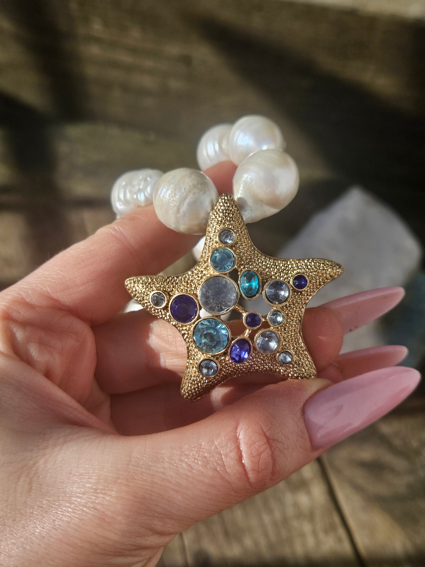 Large Pearl and Starfish Necklace