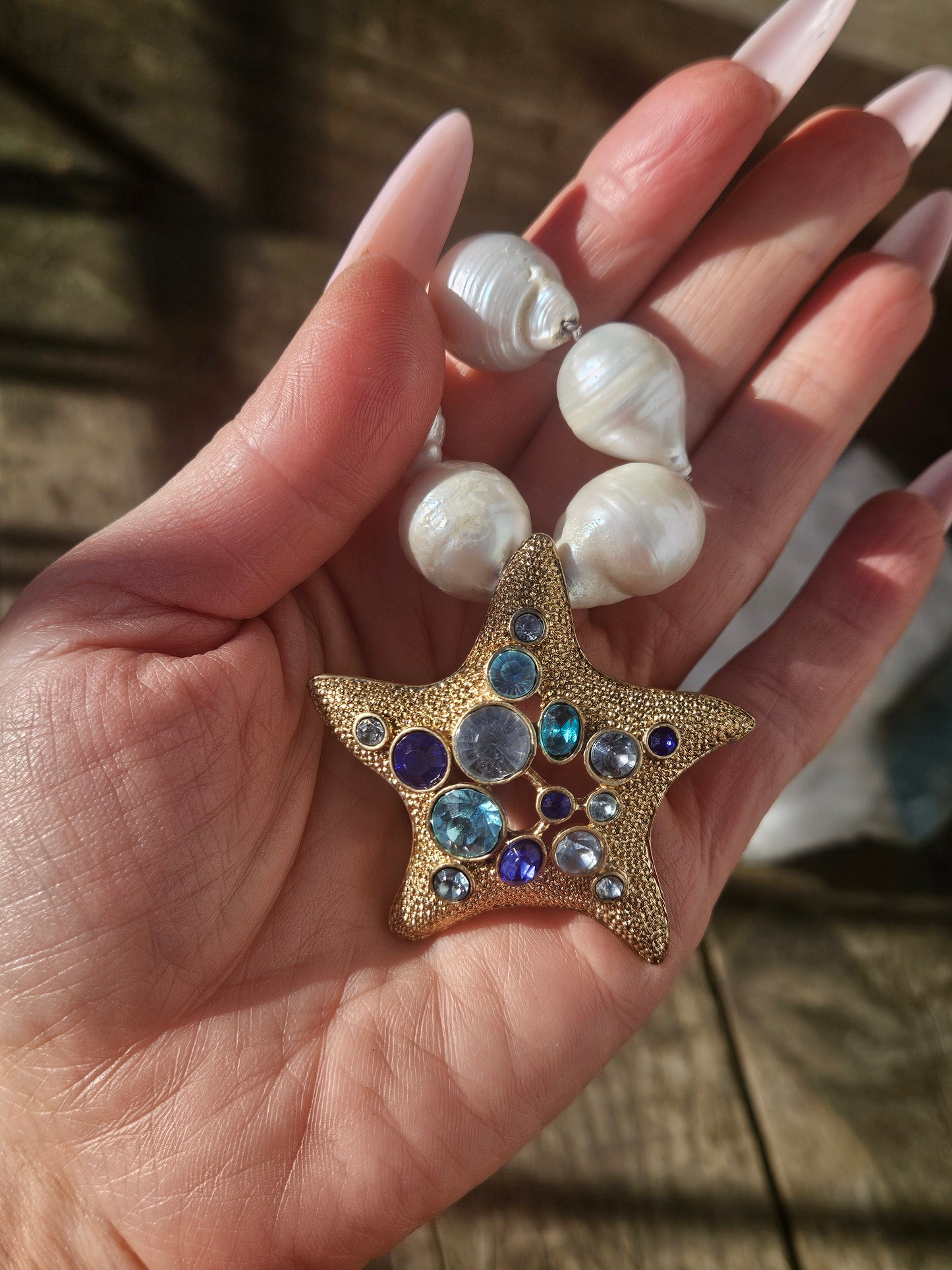 Large Pearl and Starfish Necklace