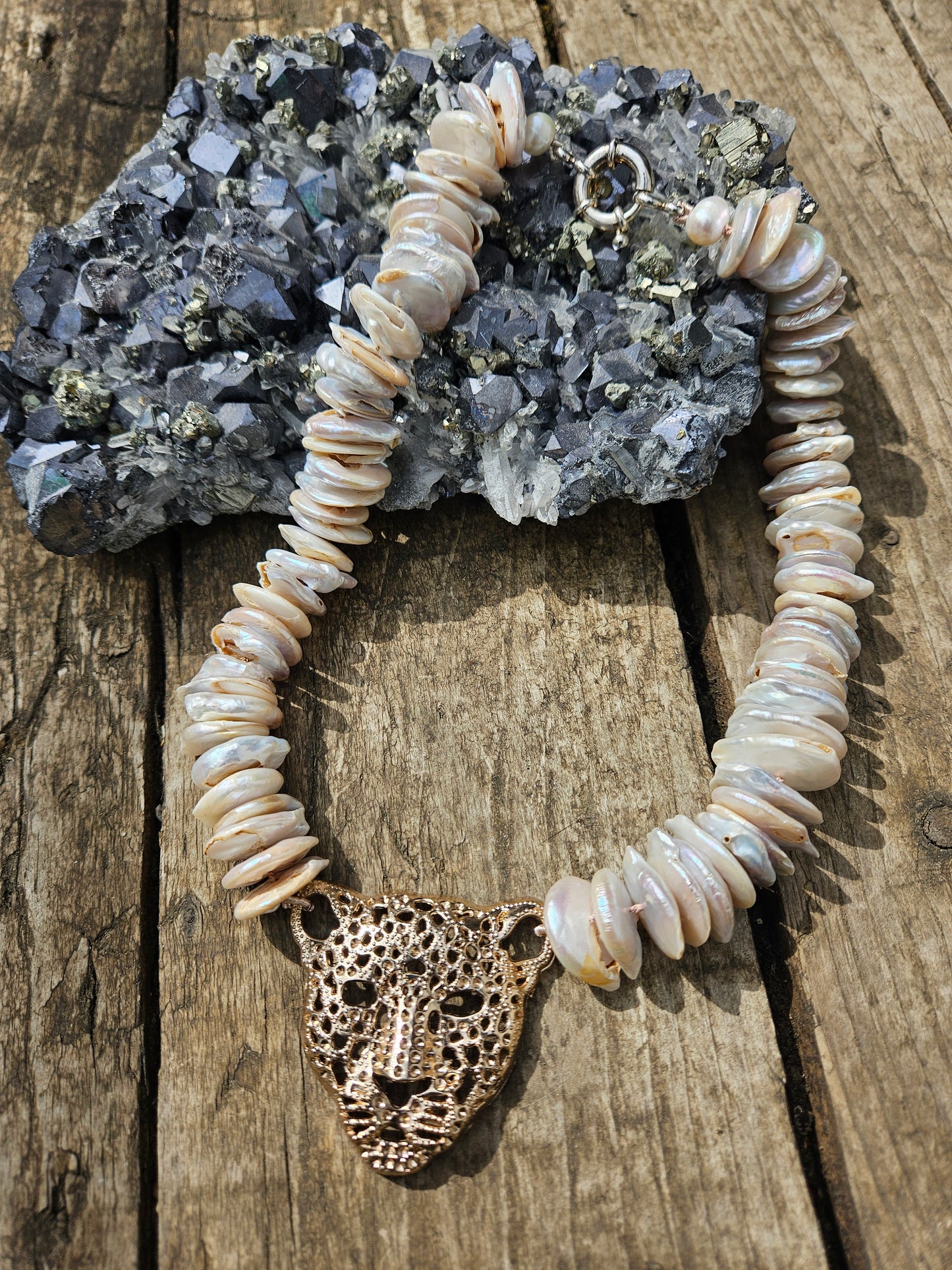 Freshwater Pearl Leopard Necklace