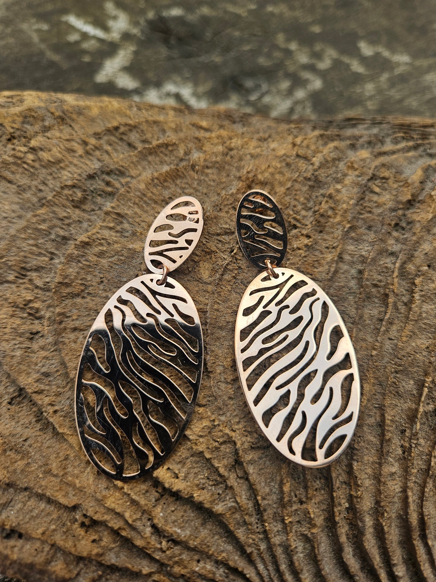 Silver and Rose Gold Animal Print Earrings