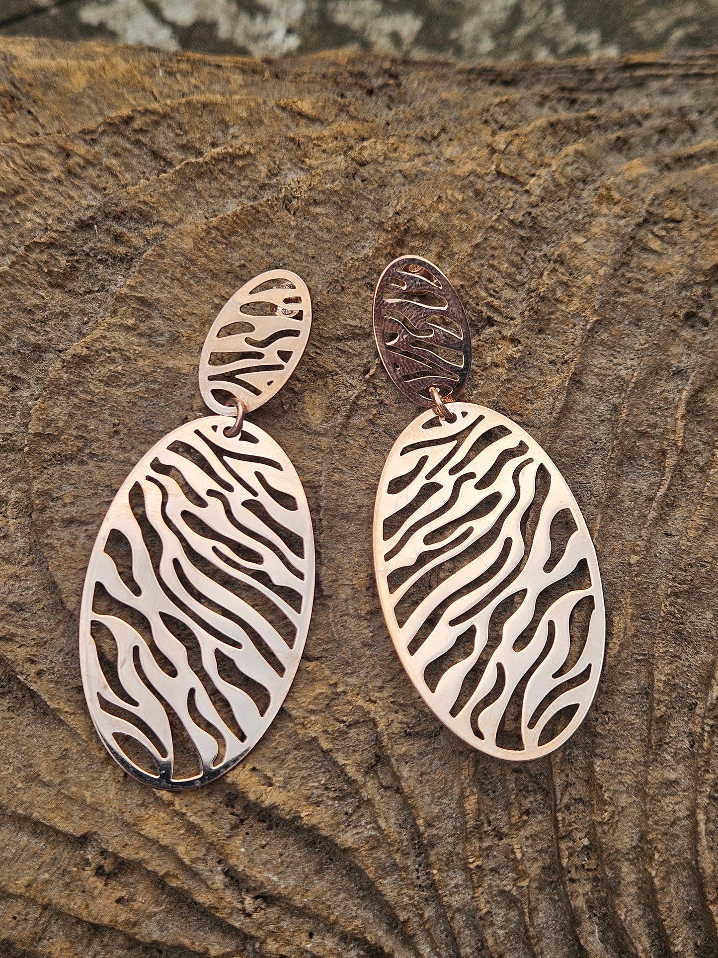 Silver and Rose Gold Animal Print Earrings