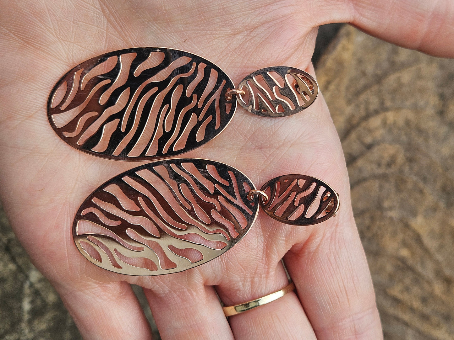 Silver and Rose Gold Animal Print Earrings