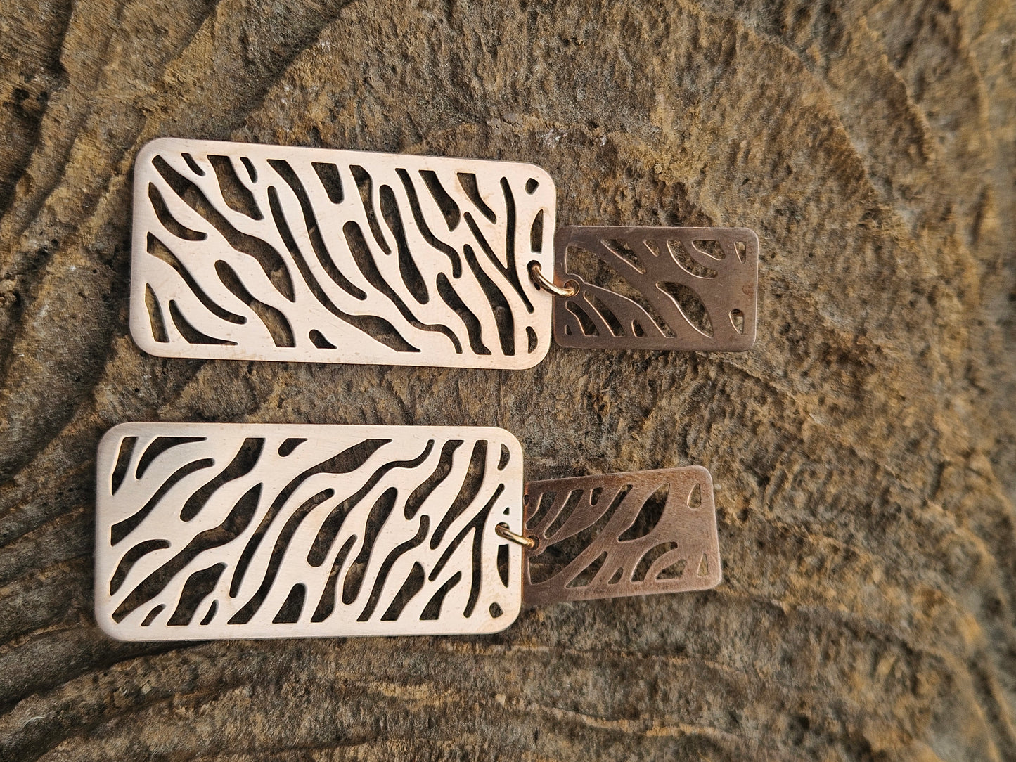 925 Silver and Rose Gold Animal Print Earrings