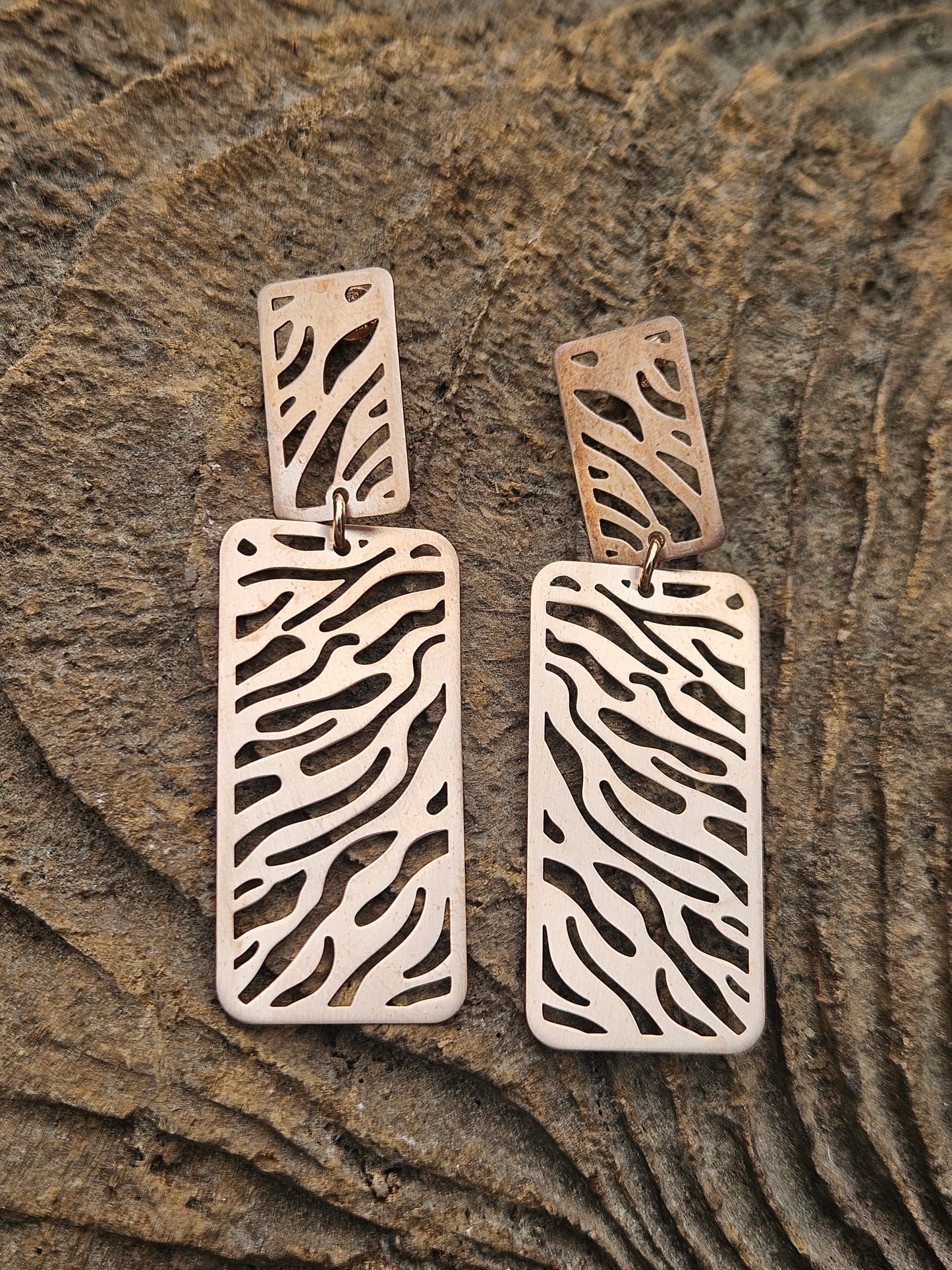 925 Silver and Rose Gold Animal Print Earrings