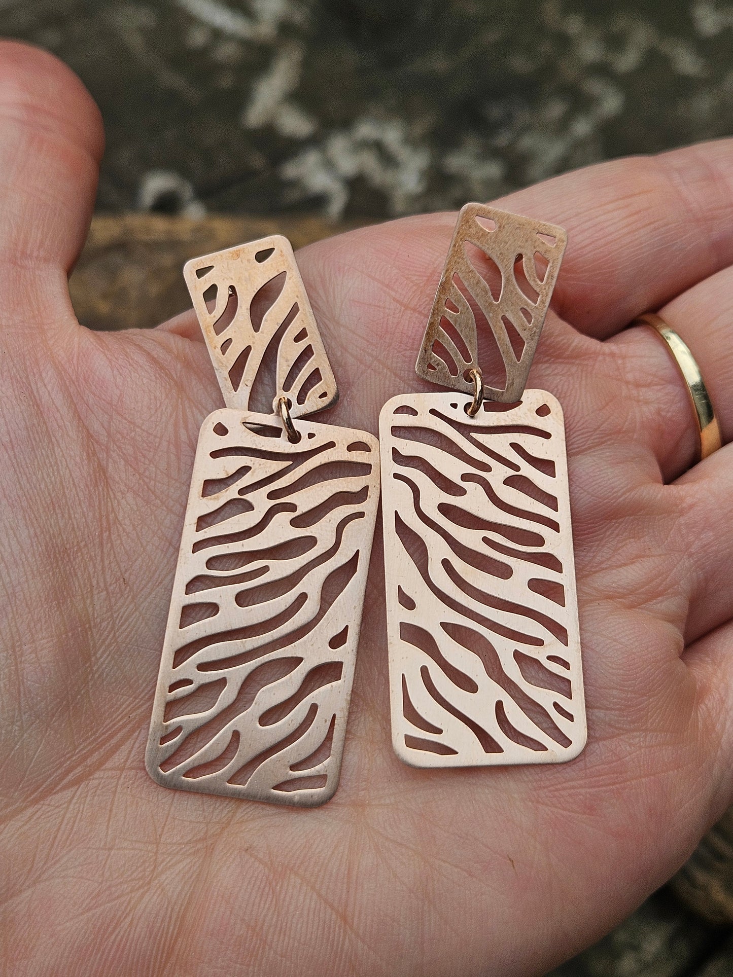 925 Silver and Rose Gold Animal Print Earrings