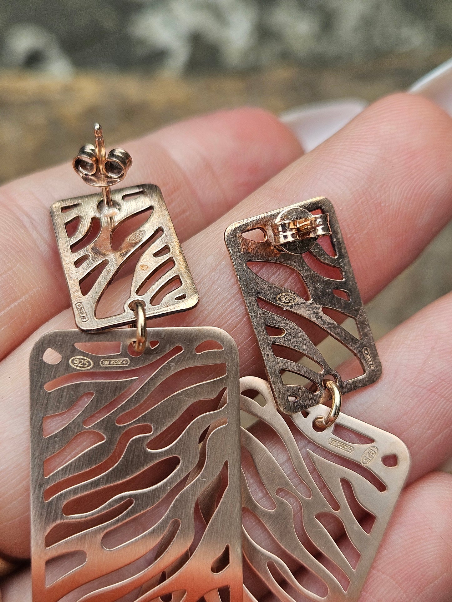 925 Silver and Rose Gold Animal Print Earrings