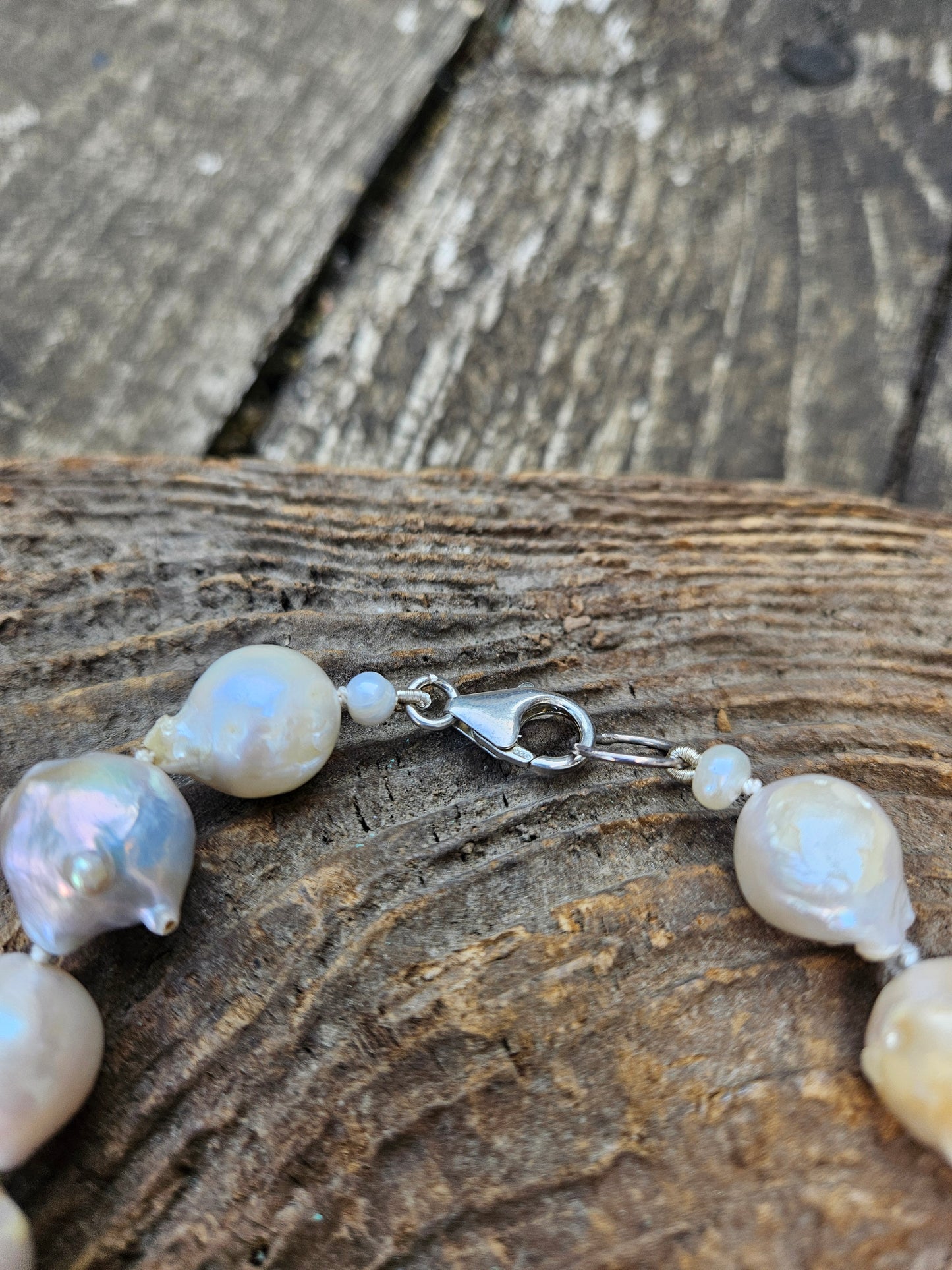 Baroque Pearl and Silver Swirl Necklace