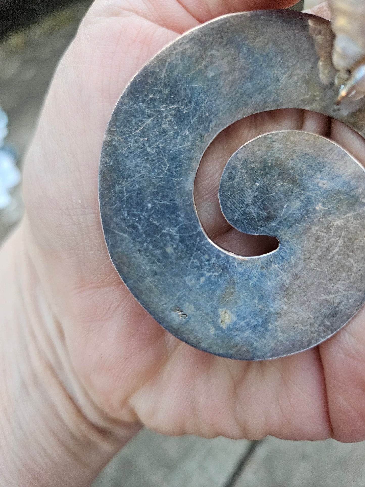 Baroque Pearl and Silver Swirl Necklace