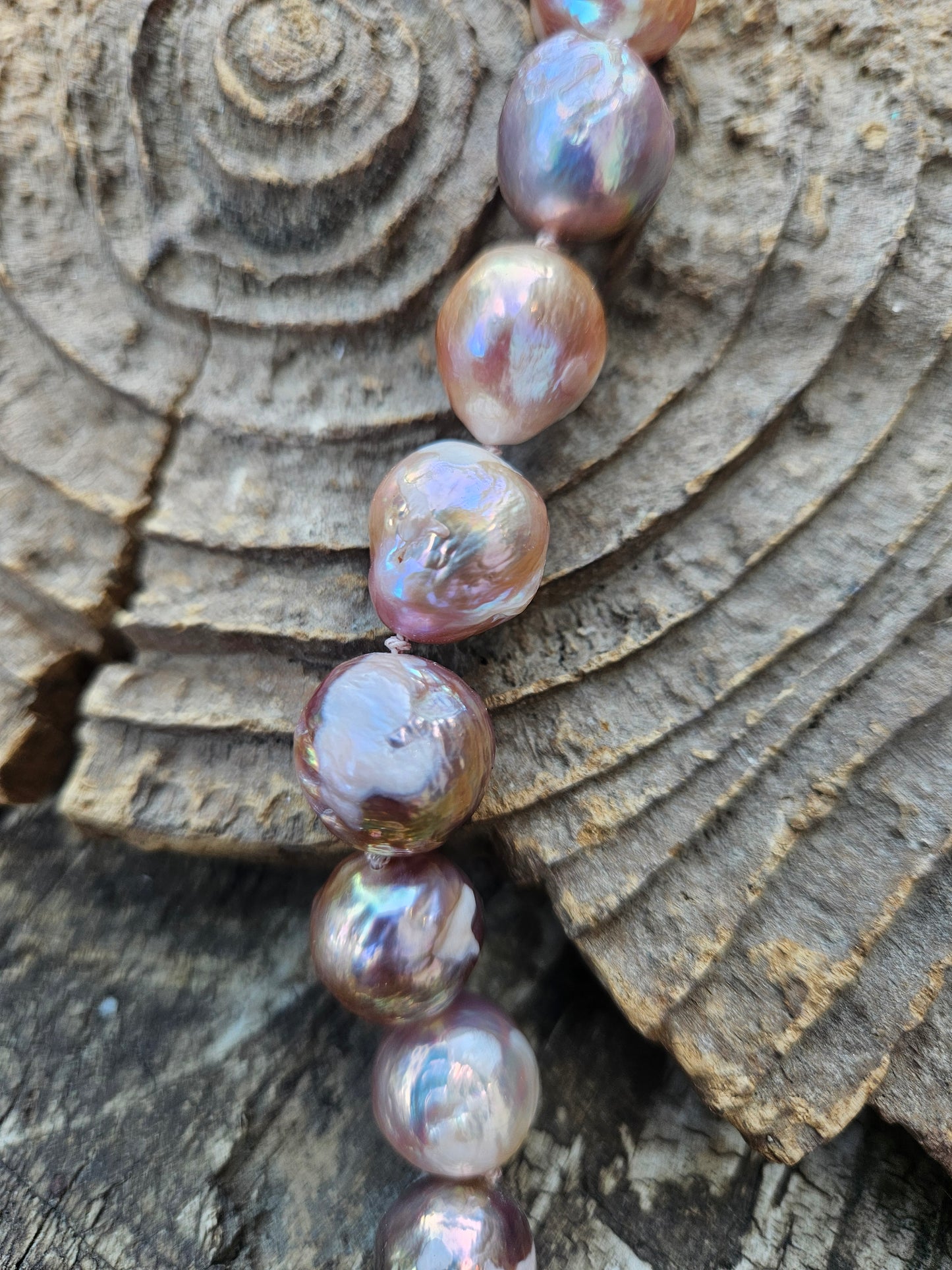 Antique Pink Pearls with Lemon Quartz Clasp