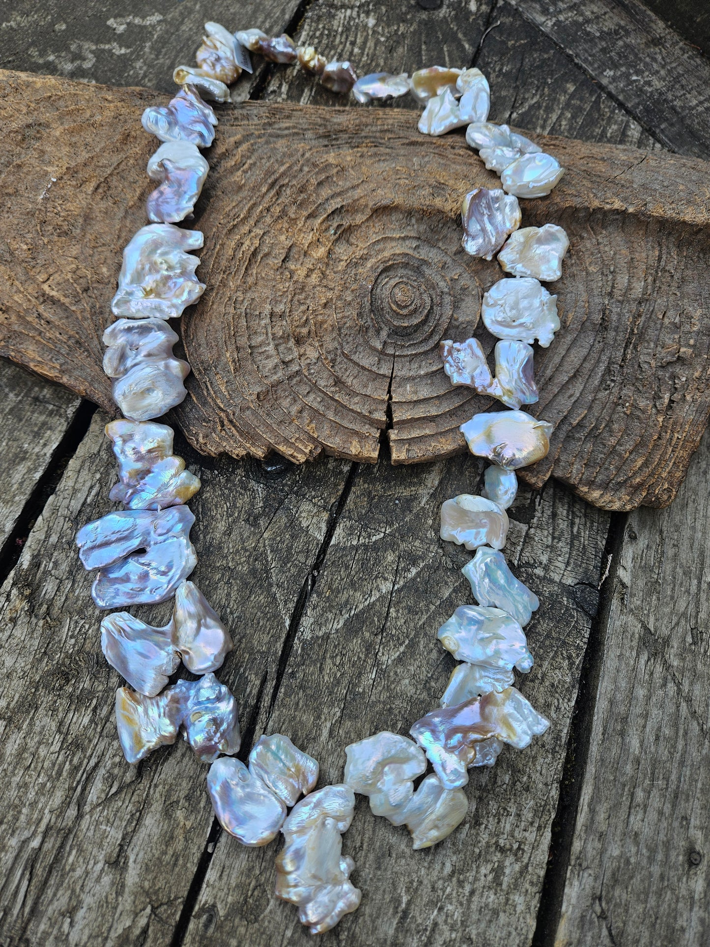 Long Strand of Irregular Pearls