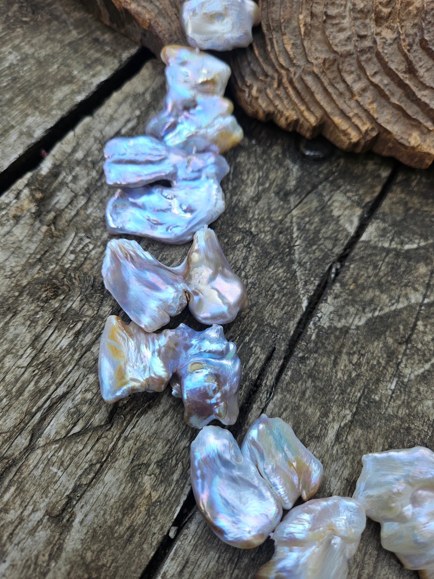 Long Strand of Irregular Pearls