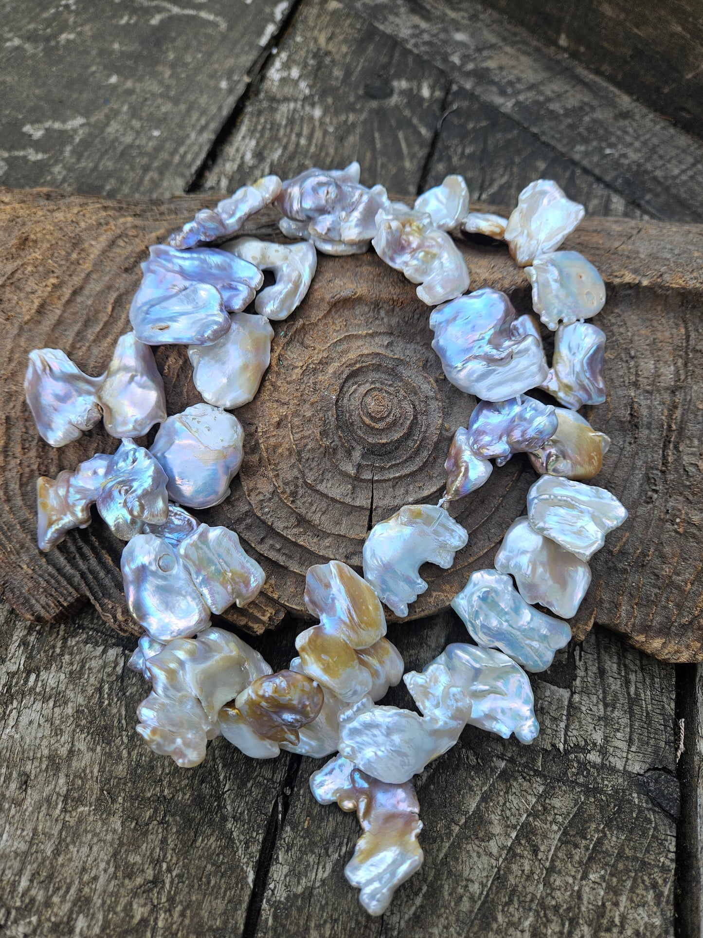 Long Strand of Irregular Pearls