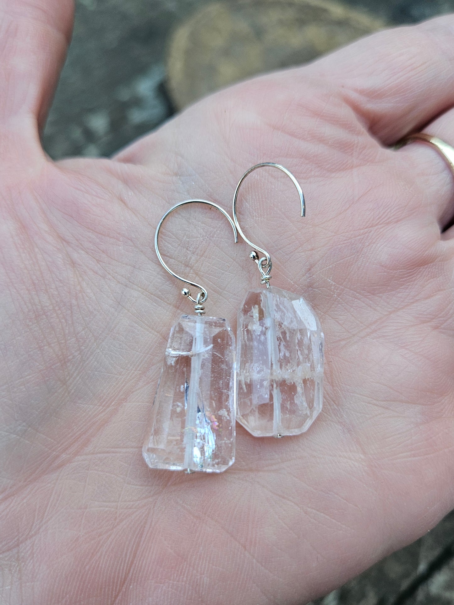 Natural Pale Pink Kunzite Earrings