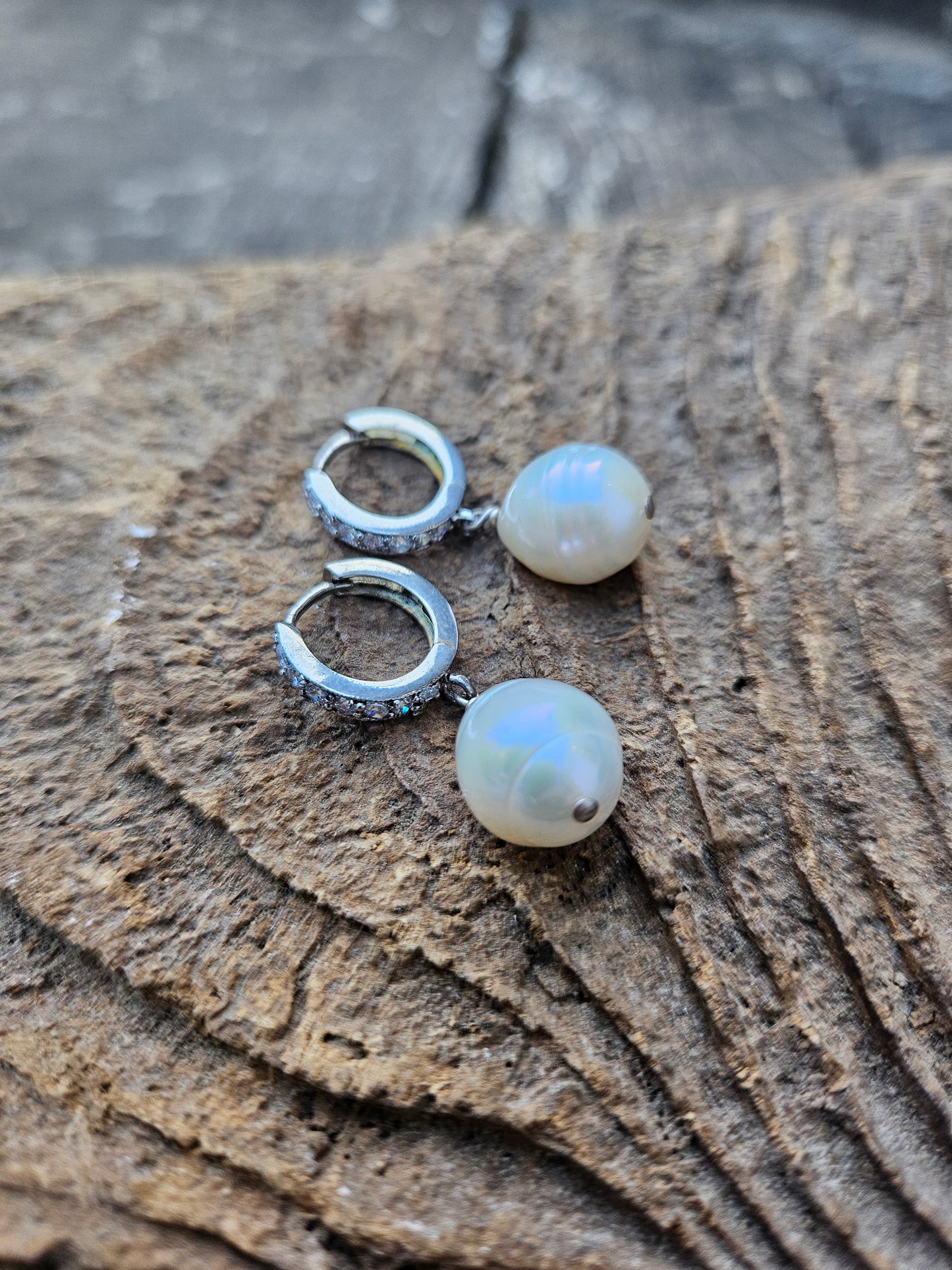 Sparkly 925 Silver Hoop Earrings