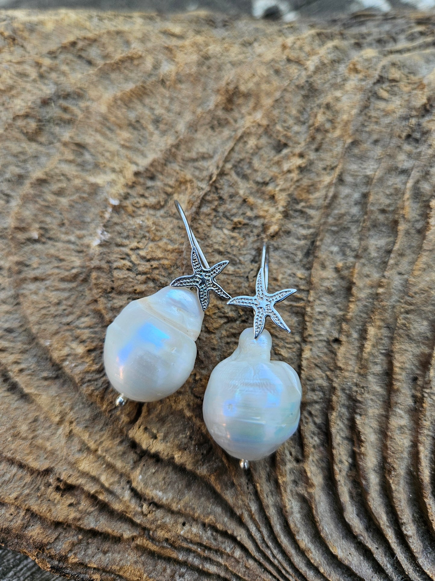 Baroque Pearl on 925 Silver Starfish Hooks