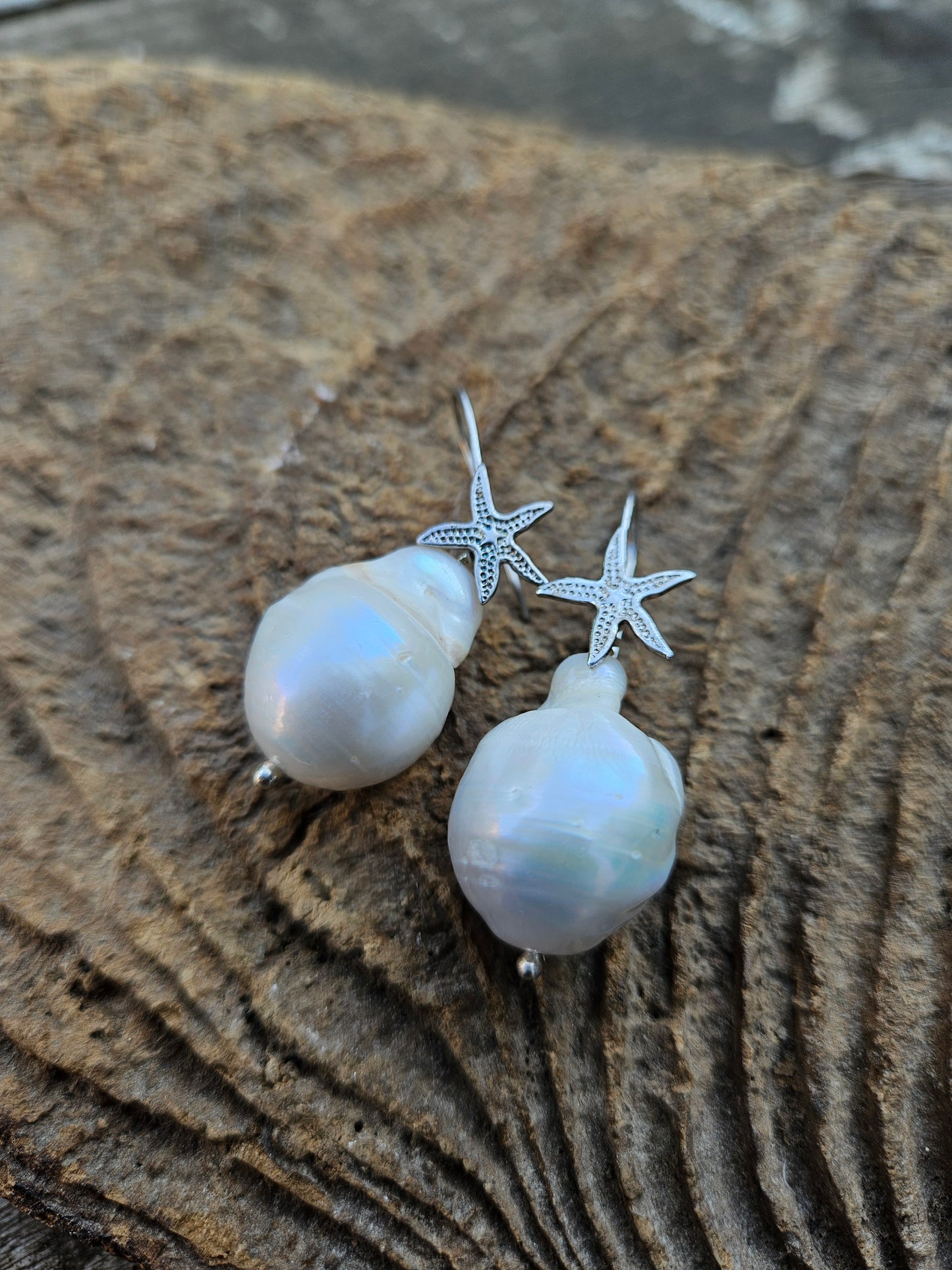 Baroque Pearl on 925 Silver Starfish Hooks