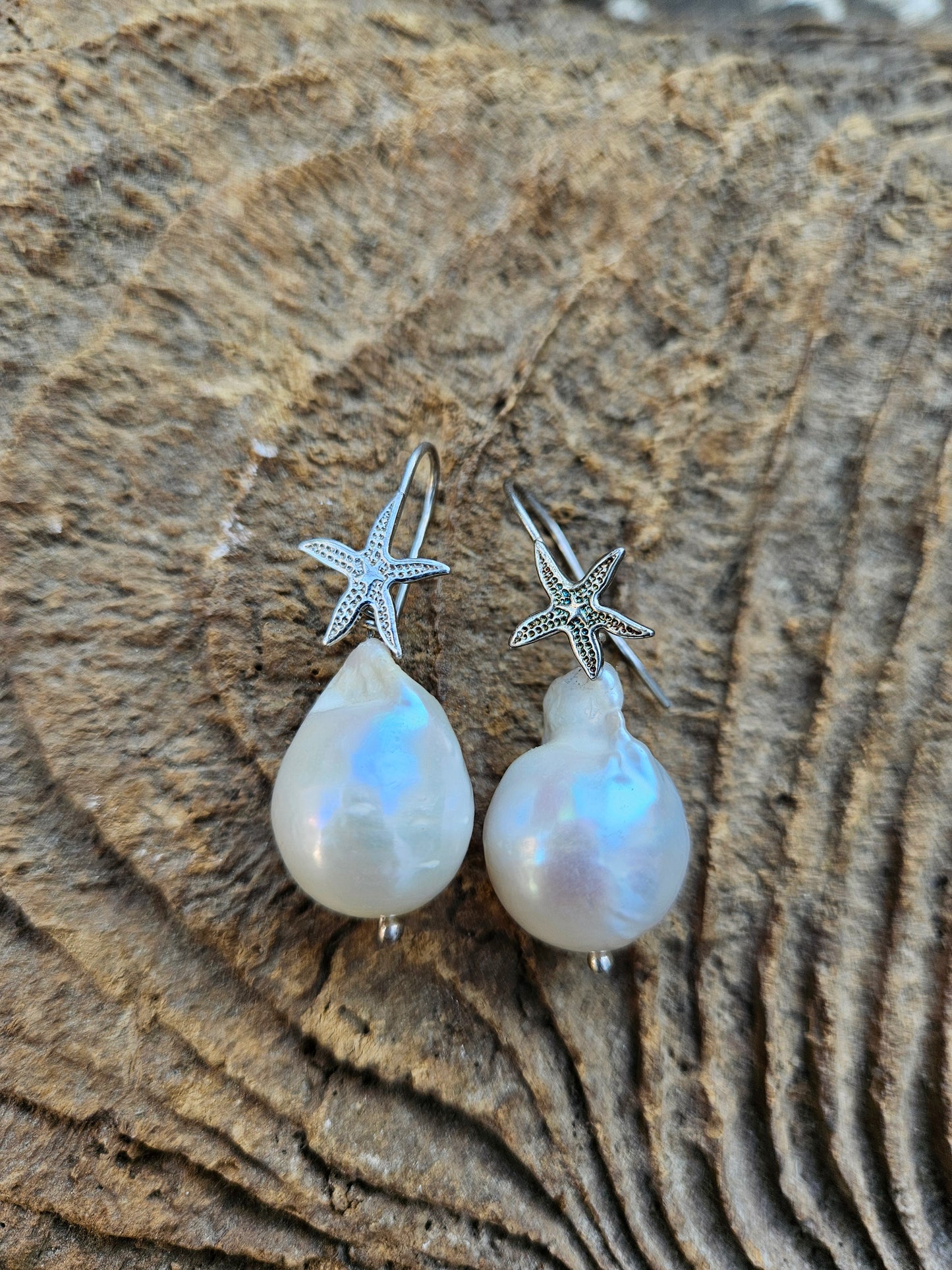 Baroque Pearl on 925 Silver Starfish Hooks