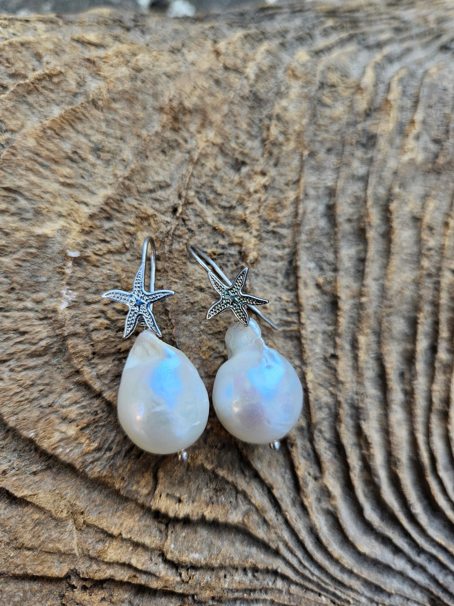 Baroque Pearl on 925 Silver Starfish Hooks