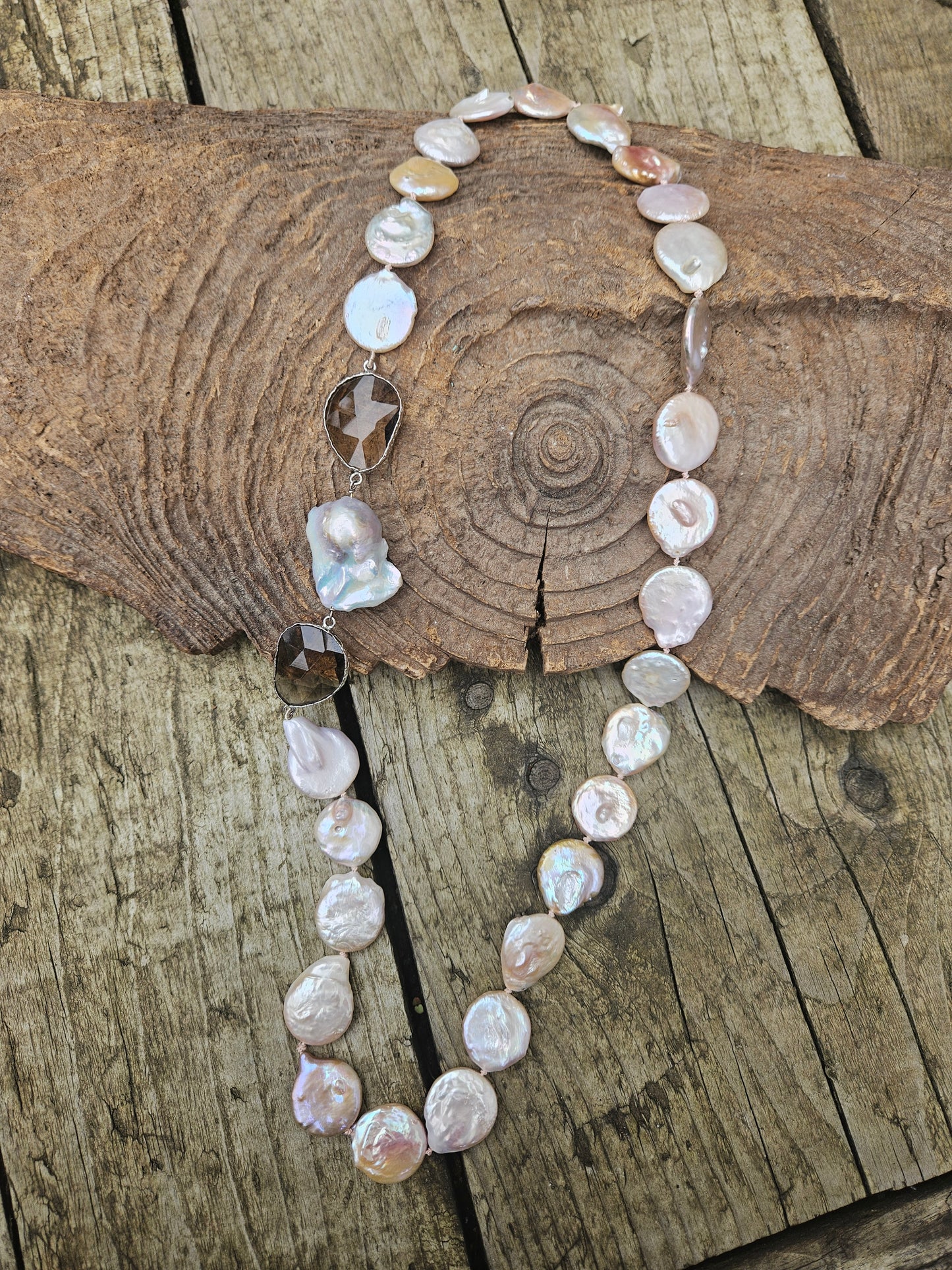 Pink Tone Freshwater Coin Pearl Necklace