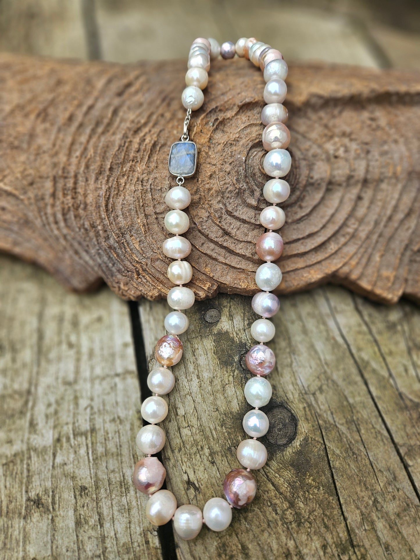 Mixed Pink and White Freshwater Pearl Necklace