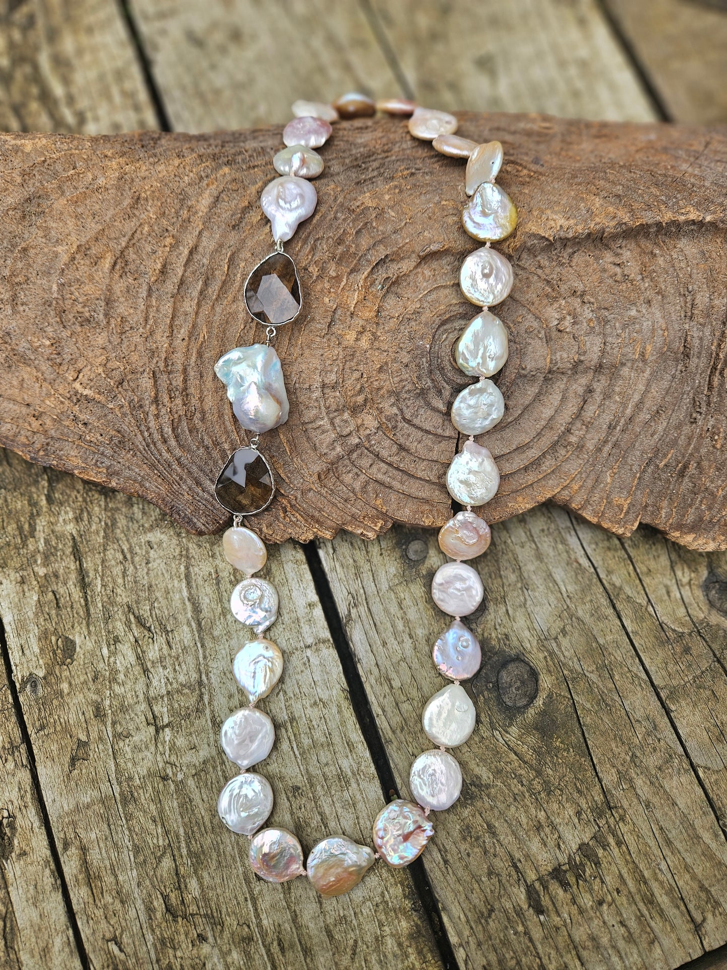 Pink Tone Freshwater Coin Pearl Necklace