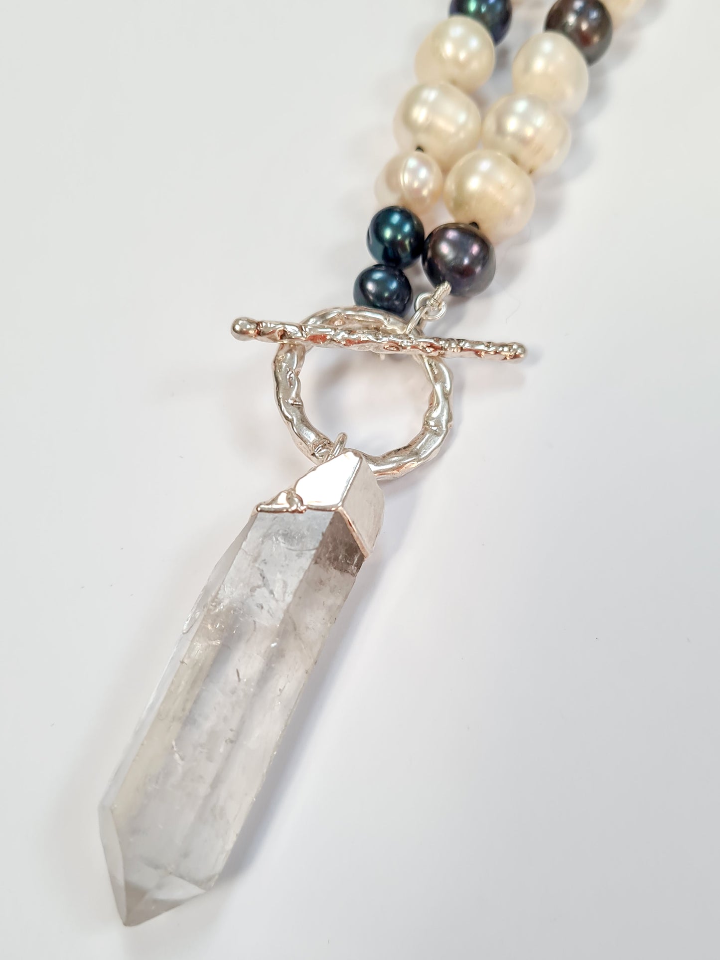 Freshwater Pearl and Quartz Point Necklace