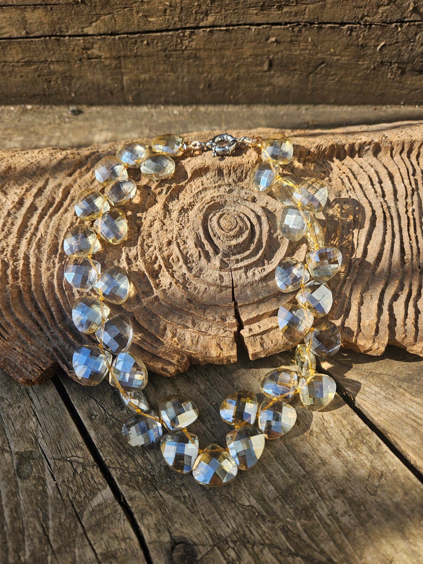 Faceted Golden Crystal Necklace