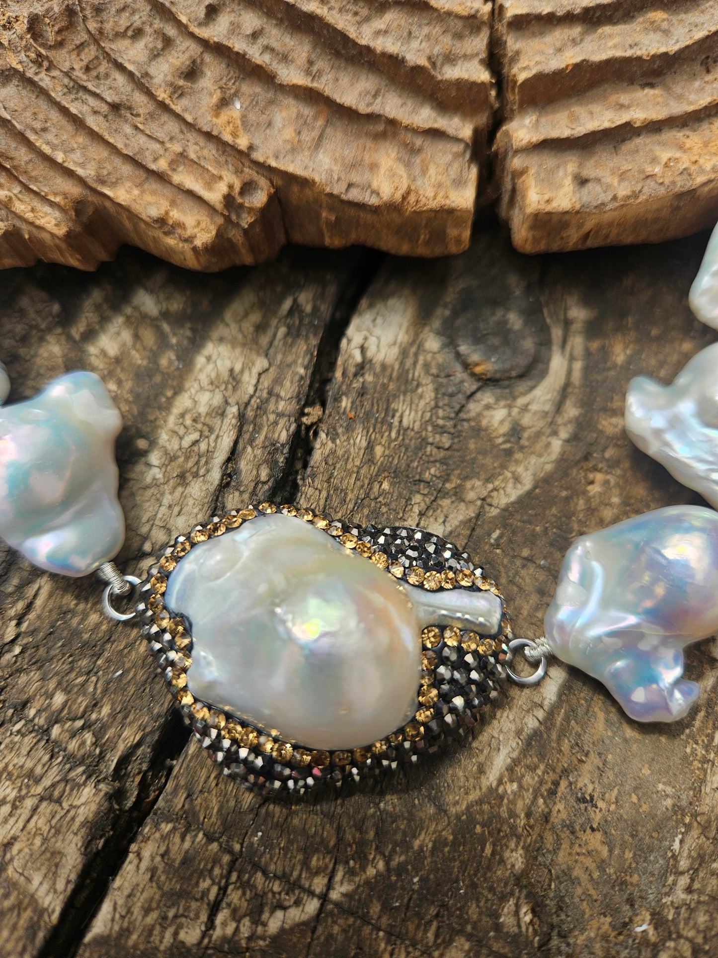 Sparkly Baroque Pearl Necklace