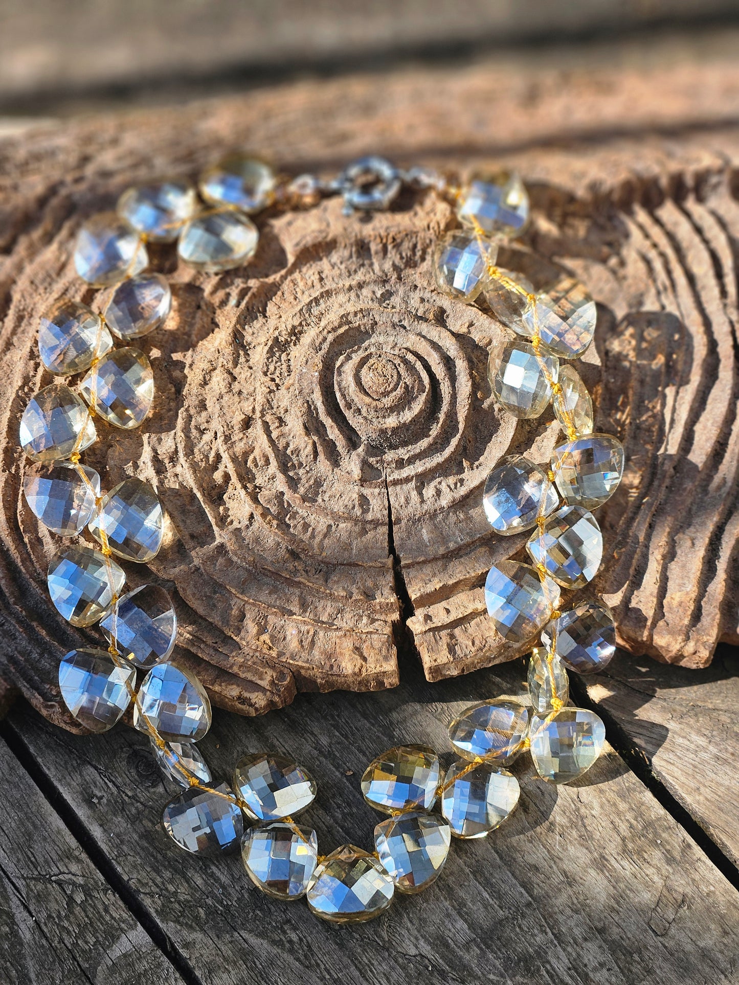 Faceted Golden Crystal Necklace