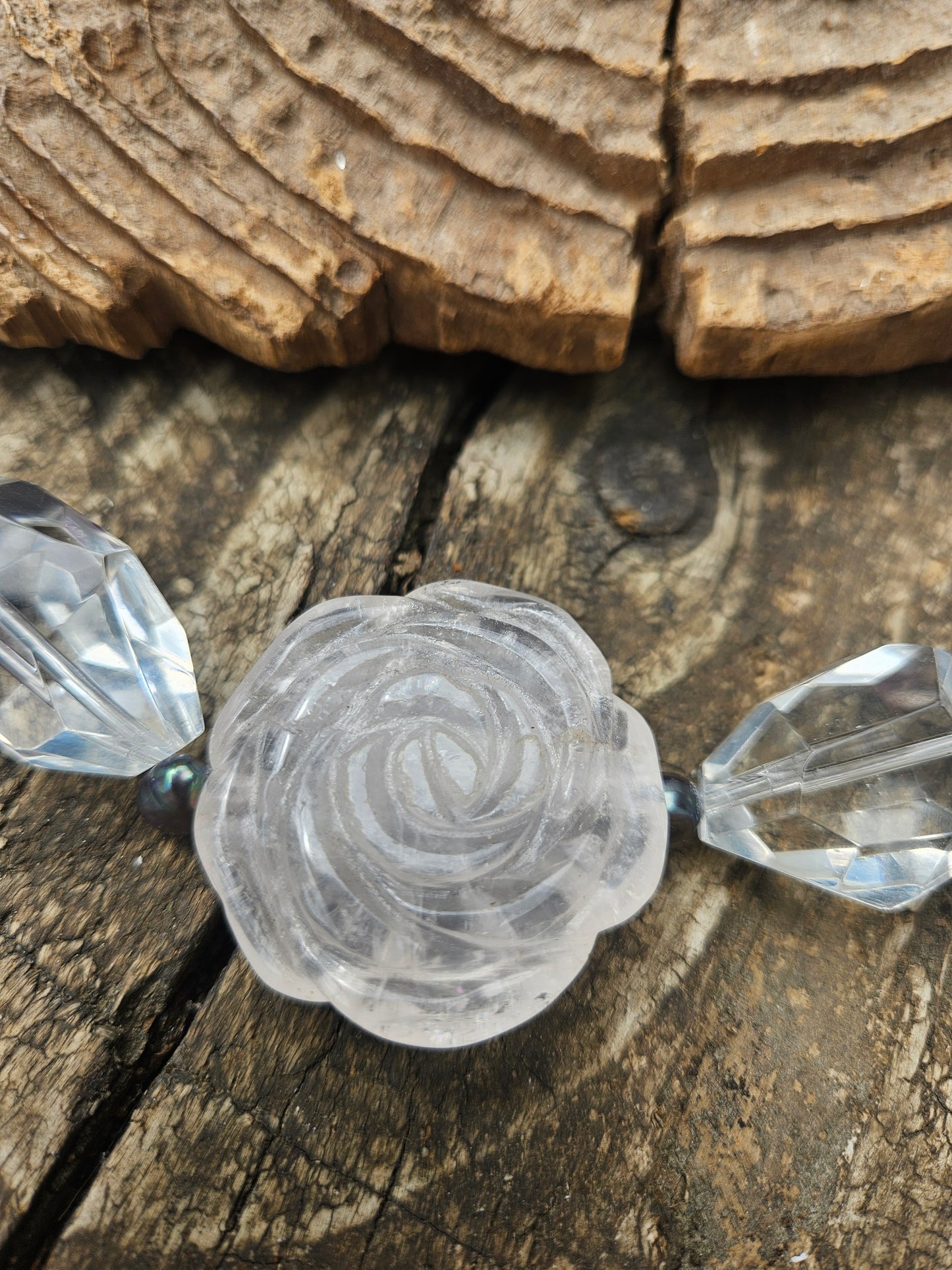 Rose Quartz Rose Necklace