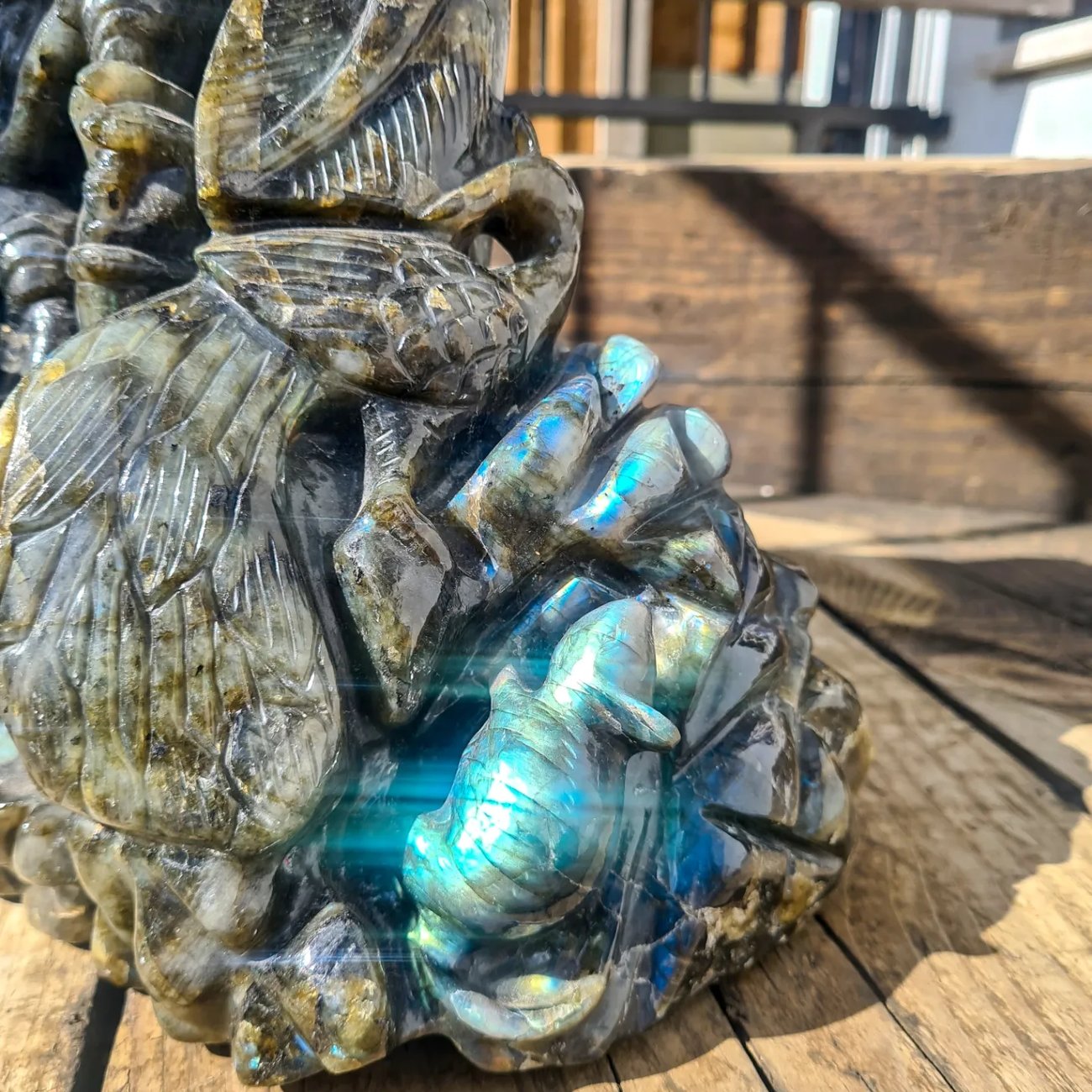 Large Carved Labradorite Ganesh