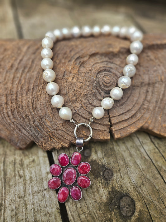 Ruby and Pearl Necklace