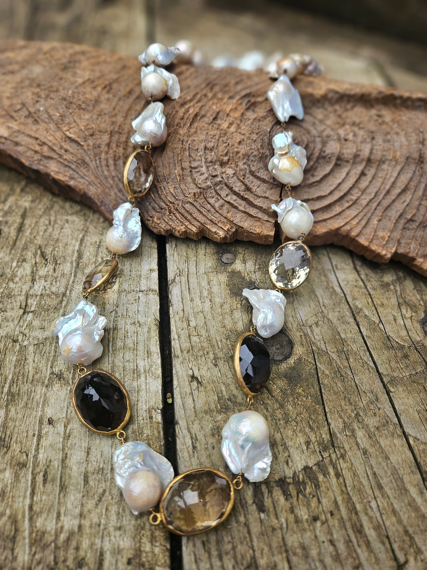 Baroque Pearl and Quartz Necklace