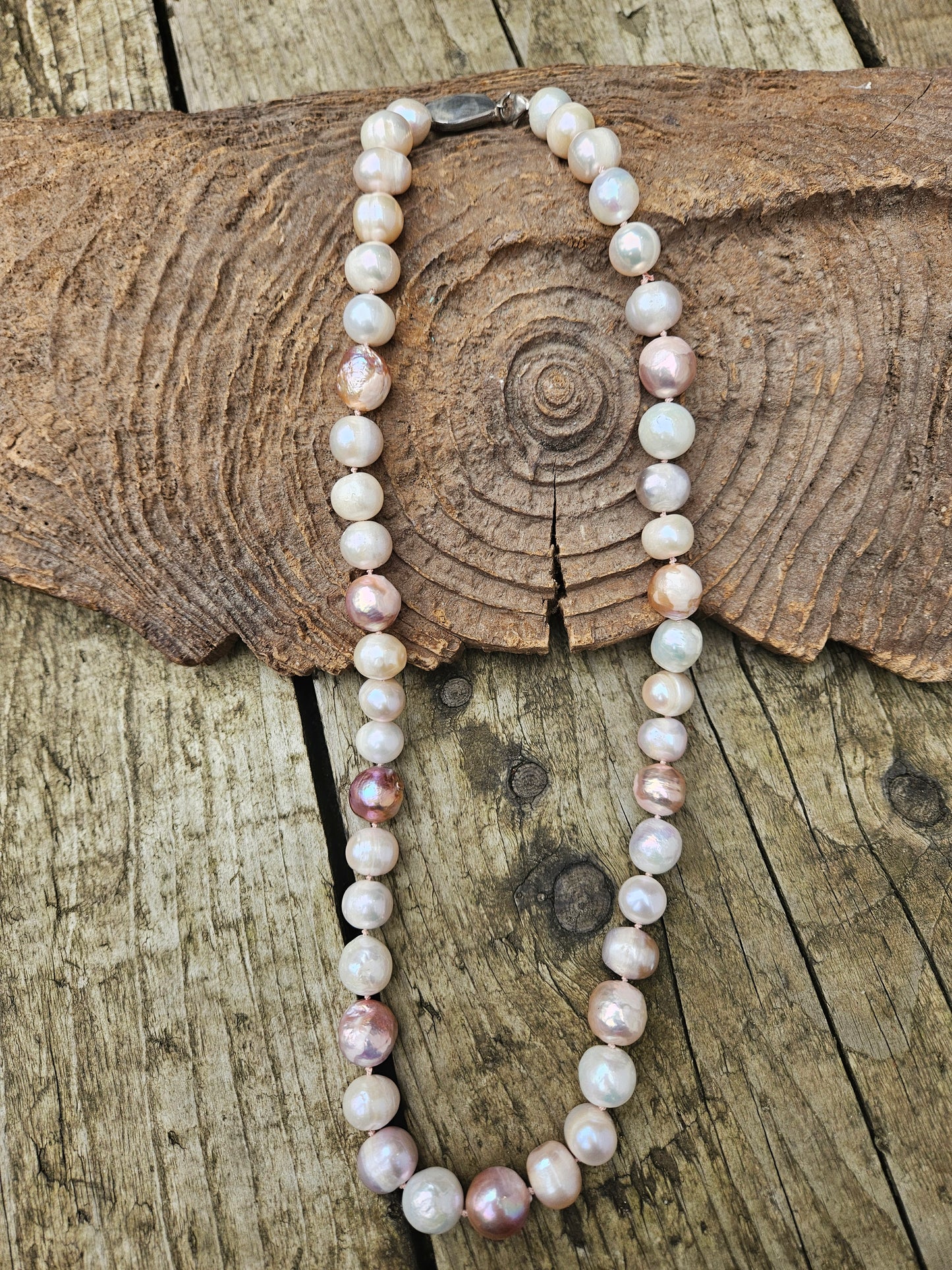 Mixed Pink and White Freshwater Pearl Necklace