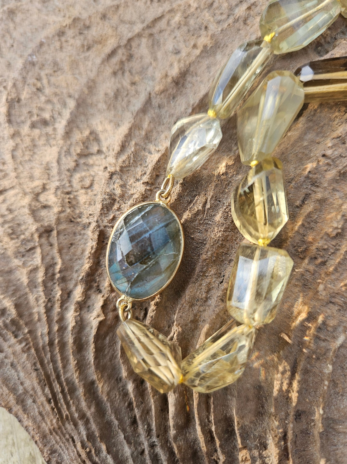 Lemon Quartz and Bear Quartz Necklace