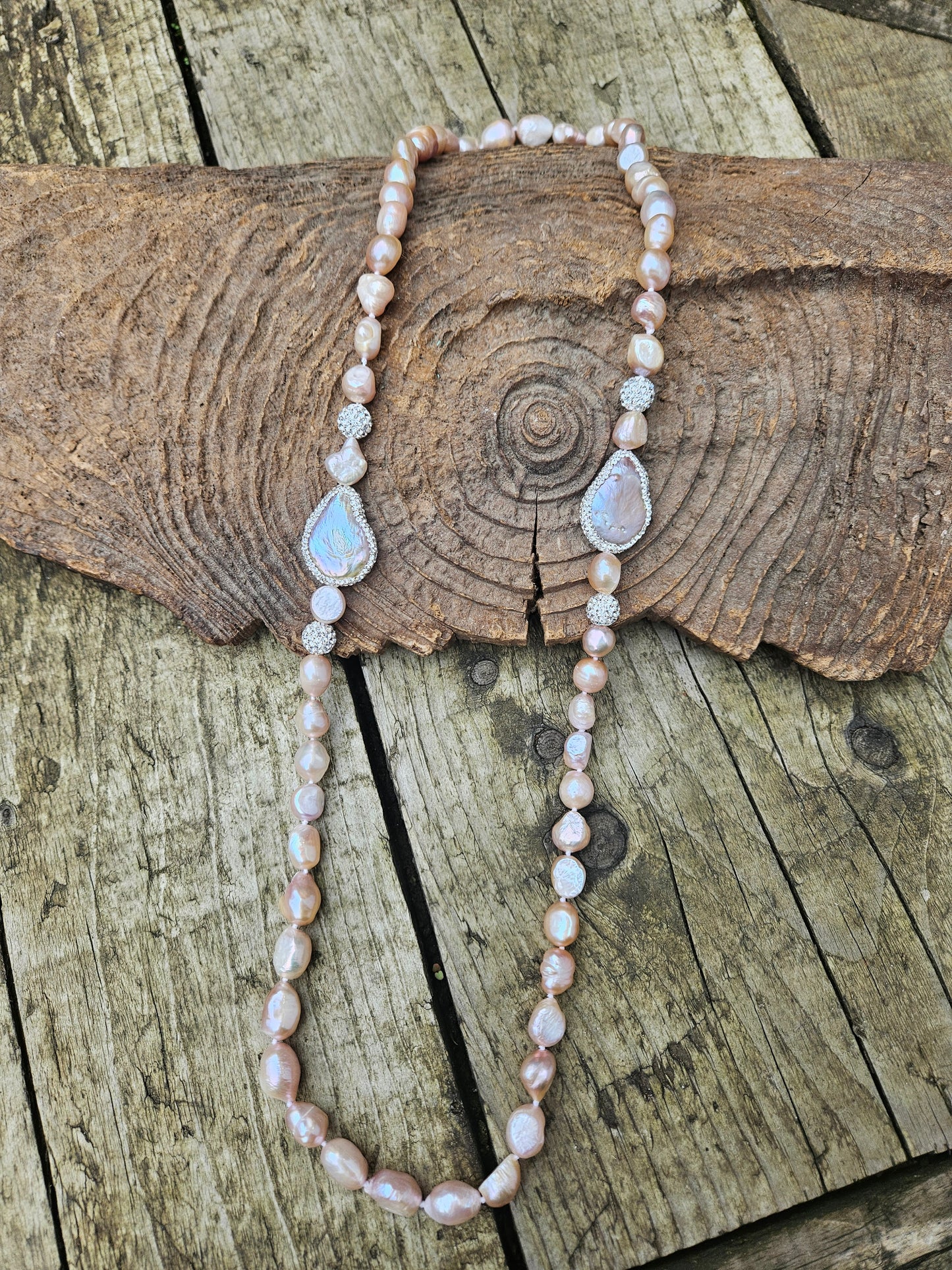 Sparkly Pink Pearl Necklace