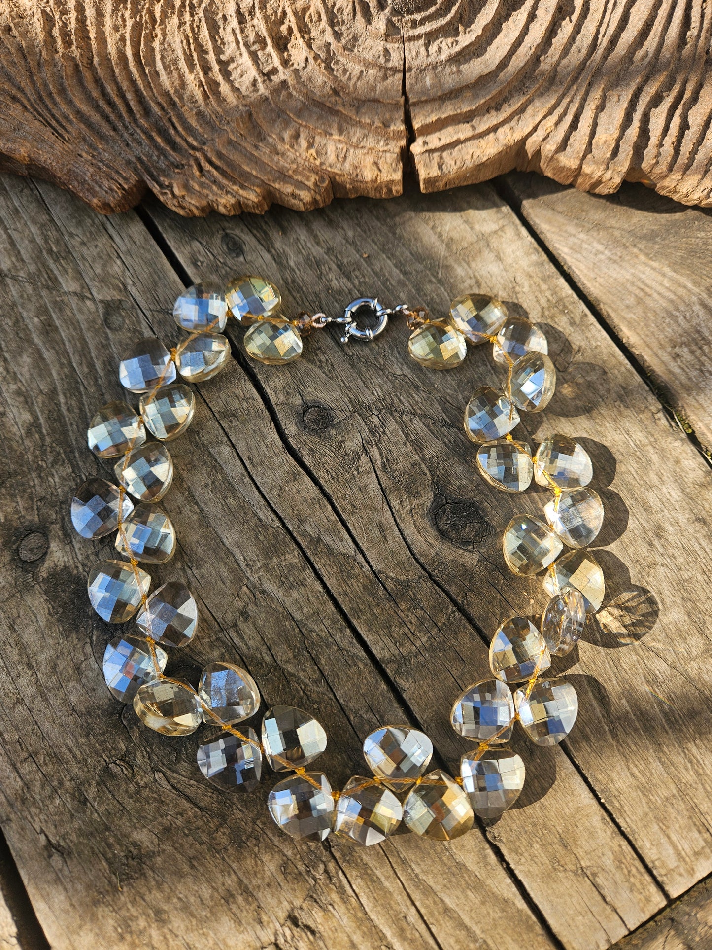 Faceted Golden Crystal Necklace